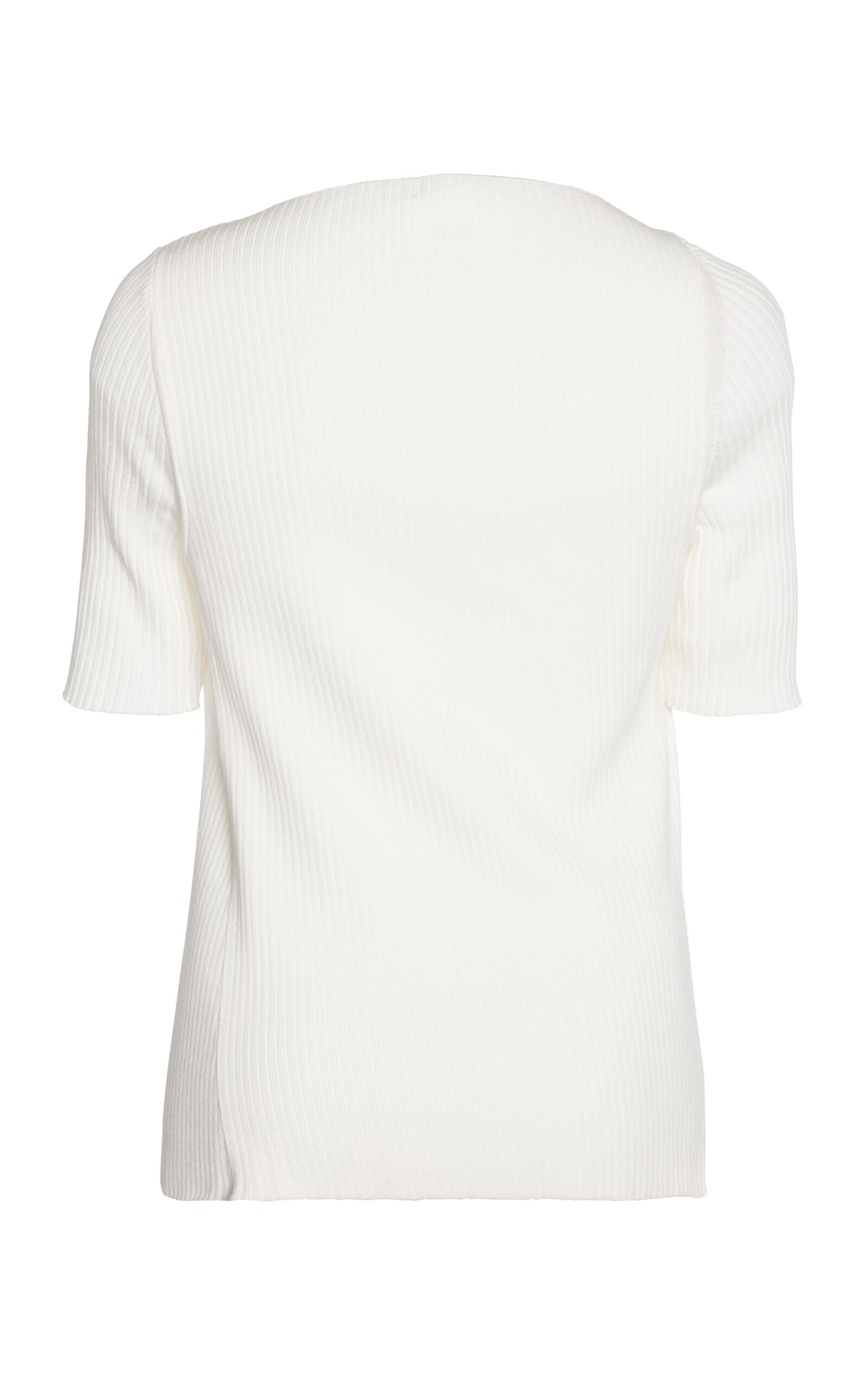 Oblique Buttoned Knit Top white - 5