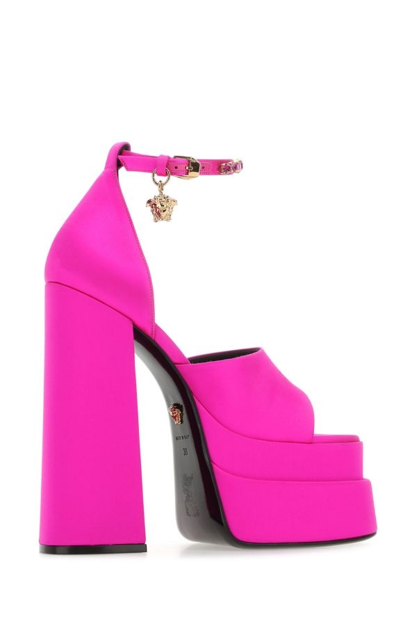 VERSACE Fuchsia Satin Medusa Aevitas Sandals - 3