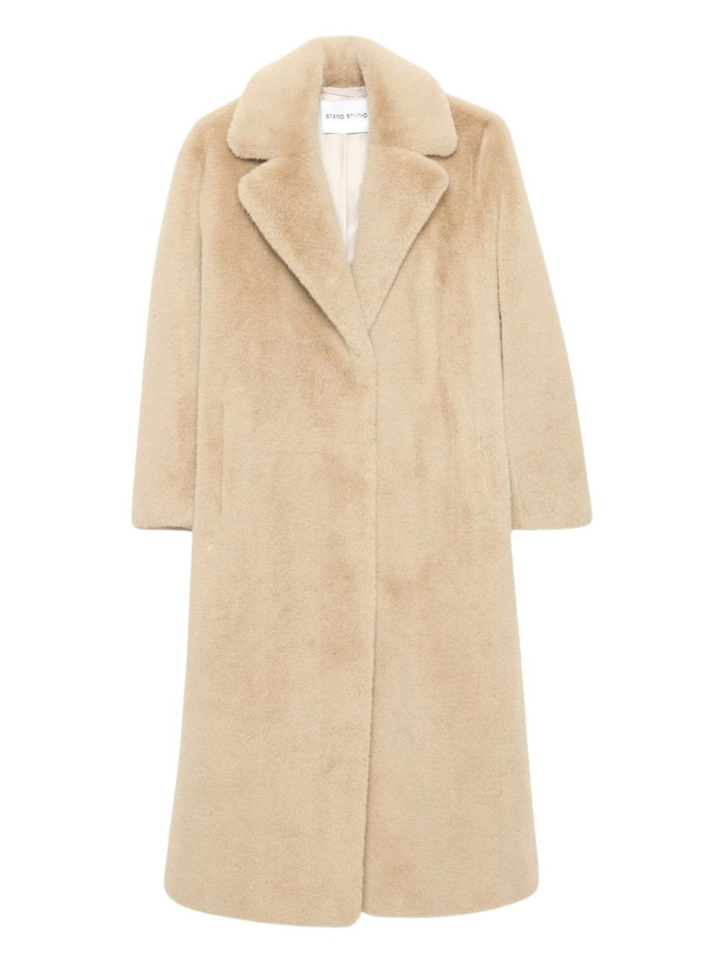 notched-collar faux-fur coat 1