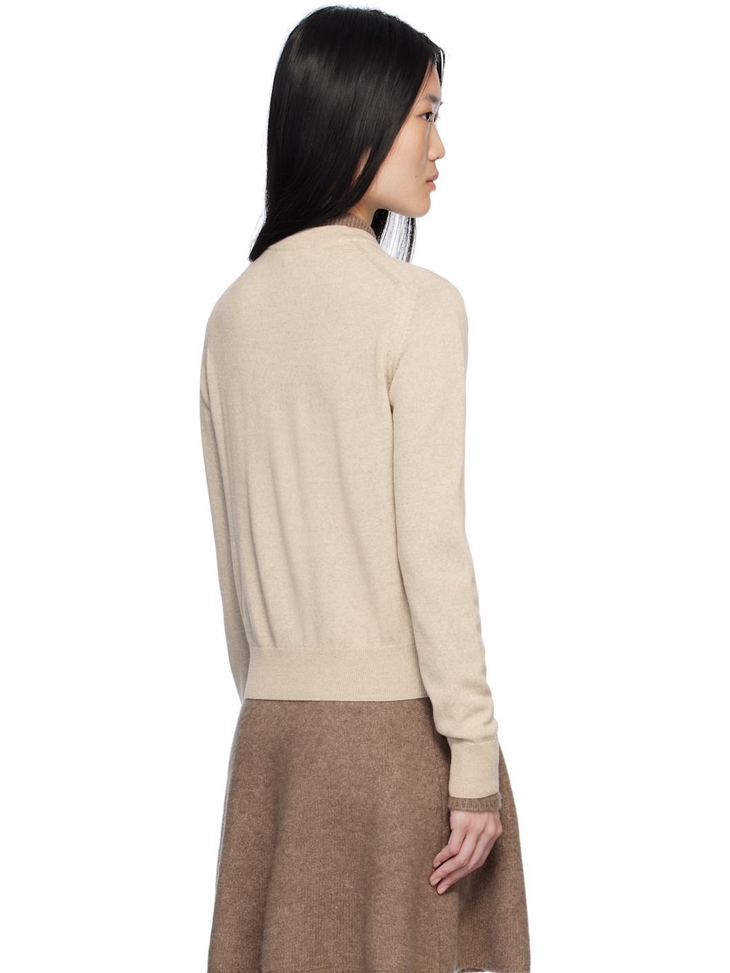 Beige Bold Fox Head Sweater - 3