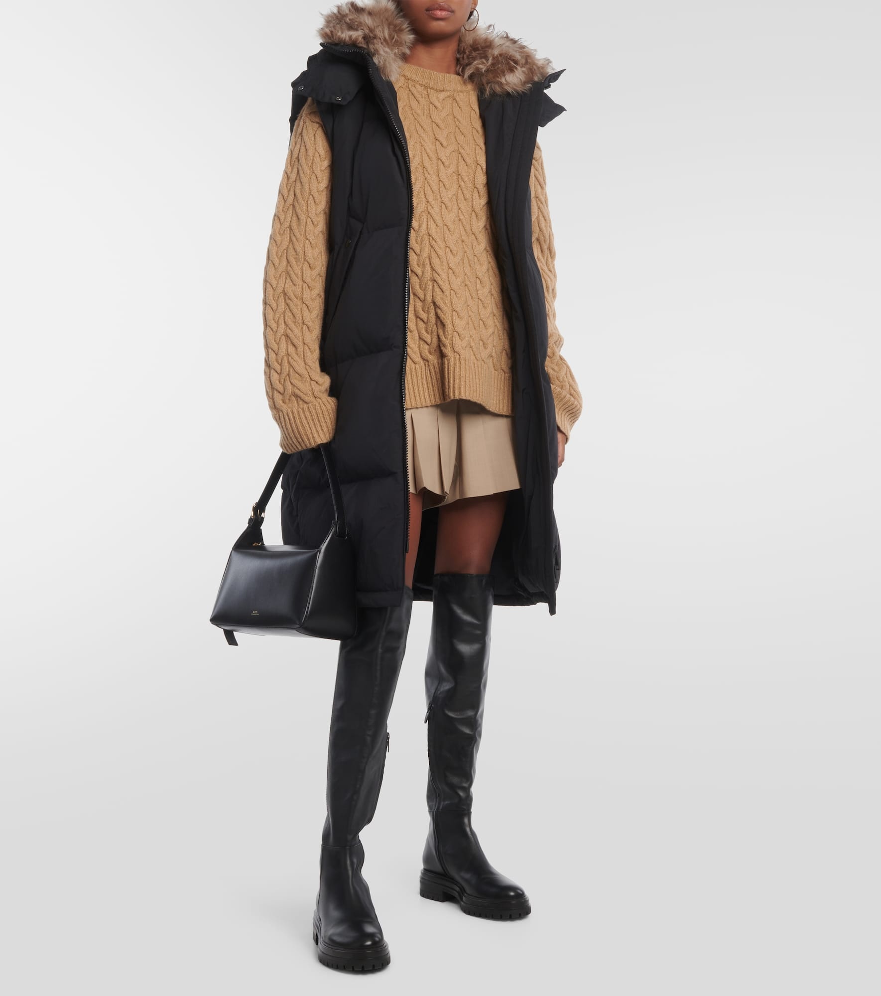 Shearling-trimmed padded vest - 2