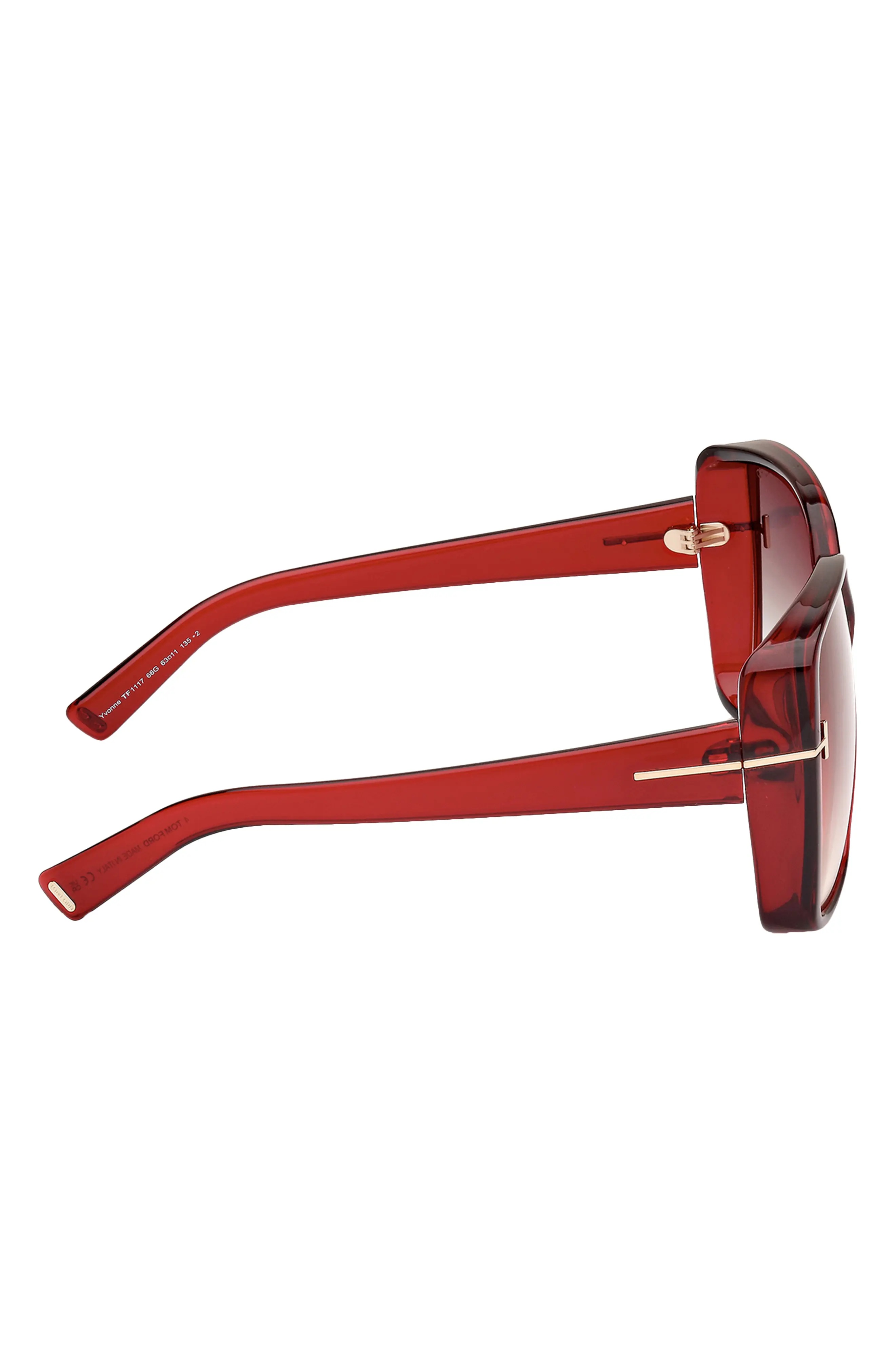 Yvonne 63mm Oversize Gradient Butterfly Sunglasses in Shiny Transparent Red /Brown - 4