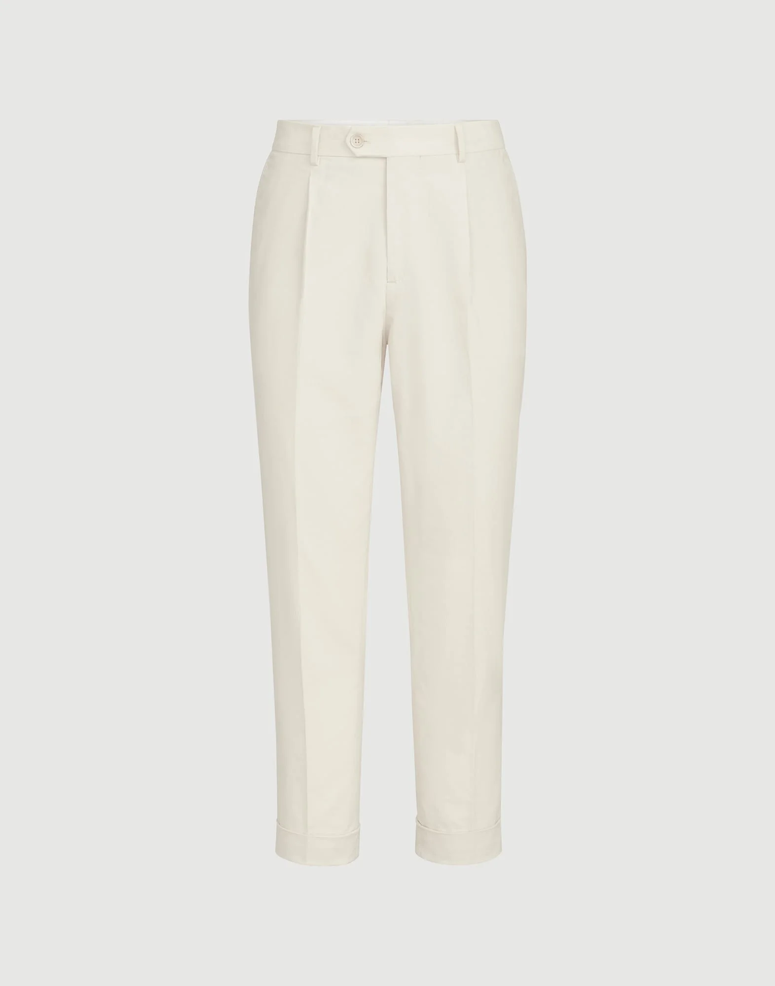 Sea Island cotton narrow wale corduroy trousers with pleat - 1