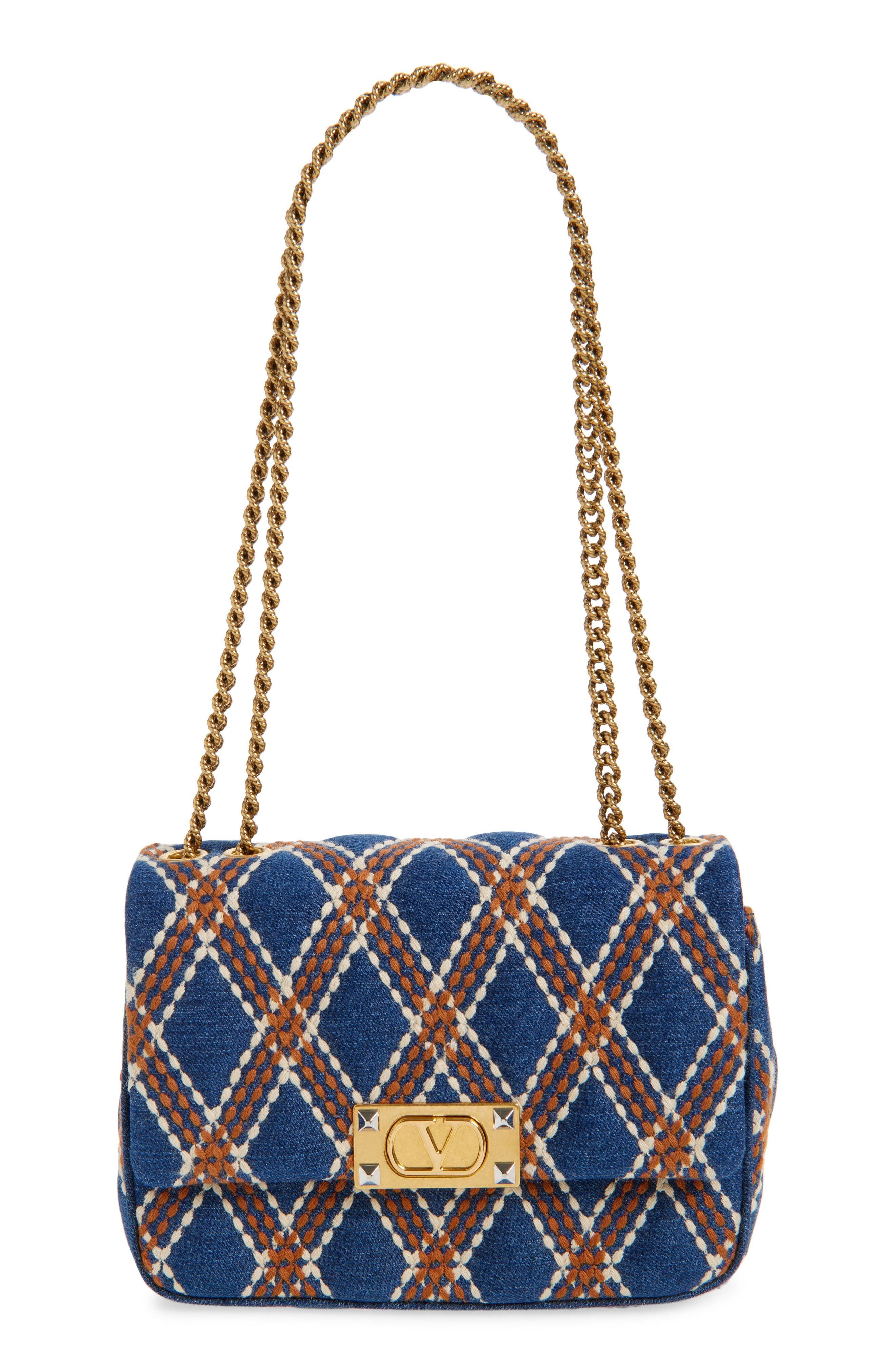 Valentino Garavani Medium Quiltie 67 Quilted Denim Shoulder Bag in Multicolor Denim at Nordstrom - 1