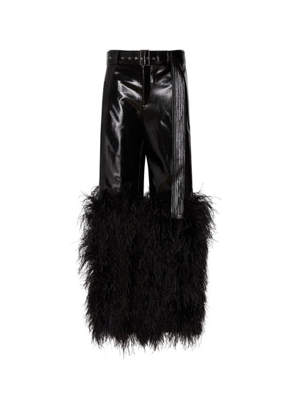 LAPOINTE Patent Faux Leather Belted Trouser With Feathers outlook