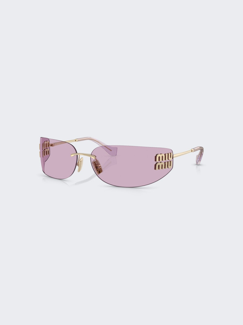 Miu Miu Rimless Logo Sunglasses Pink And Gold outlook