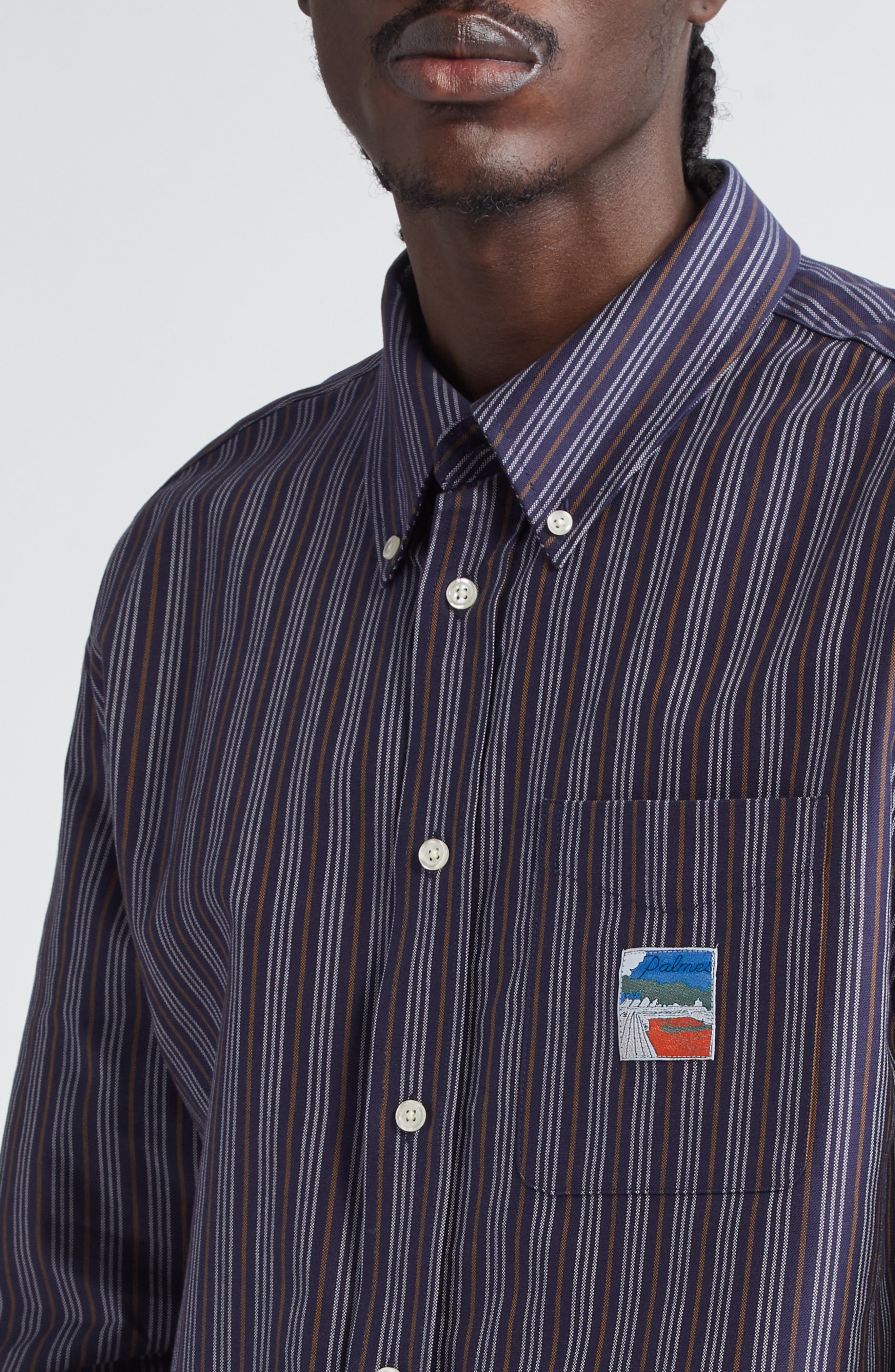 PALMES Deuce Organic Cotton Button-Down Oxford Shirt in Dark Blue at Nordstrom - 5