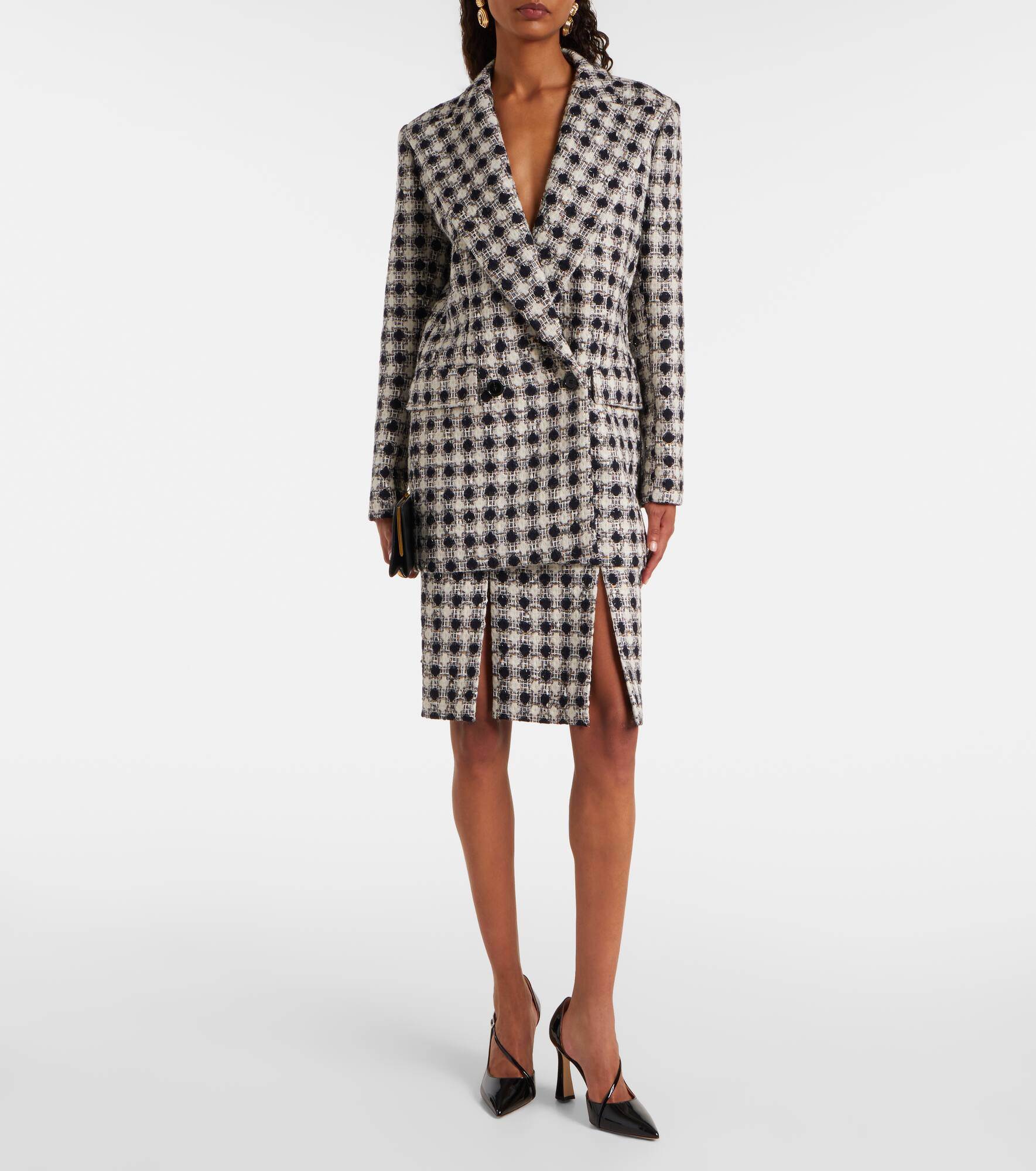 Double-breasted tweed blazer - 2