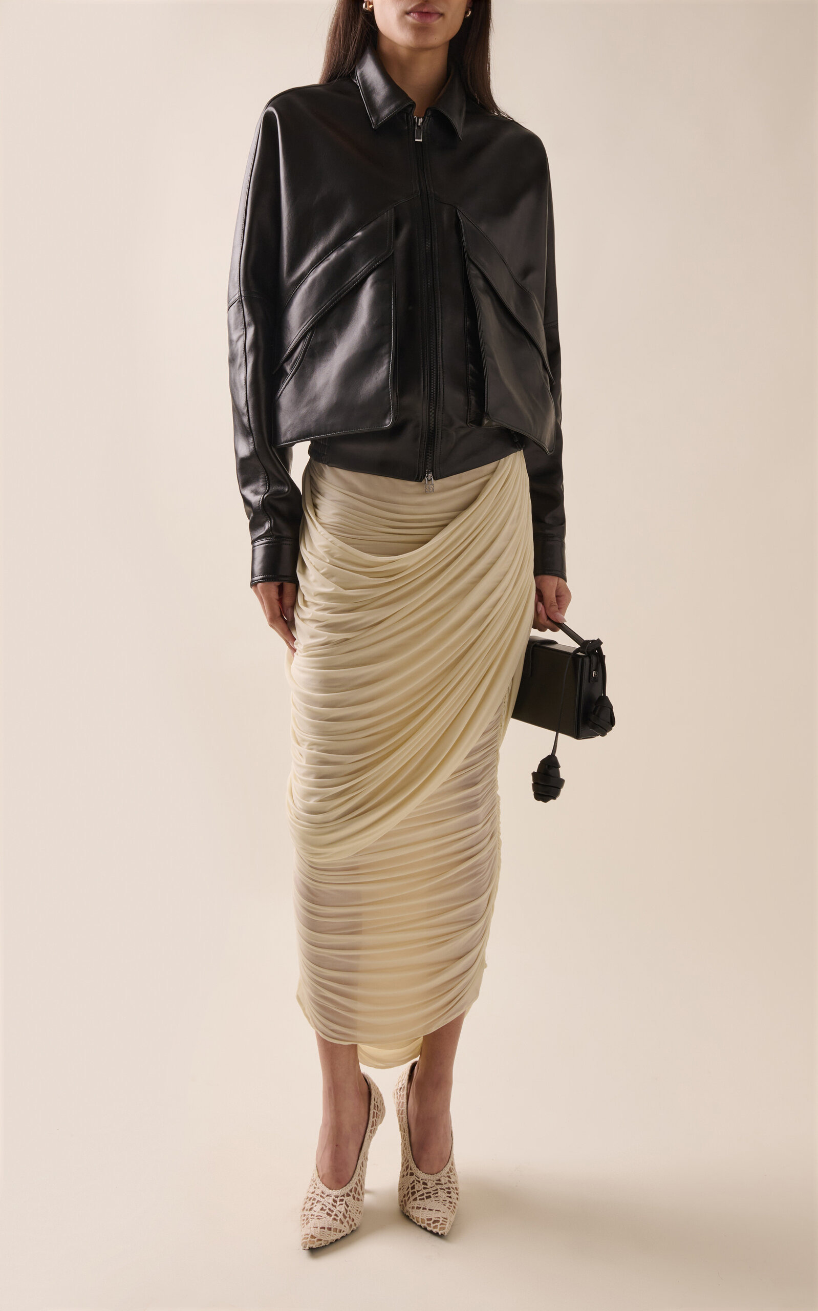 Draped Maxi Skirt ivory - 2
