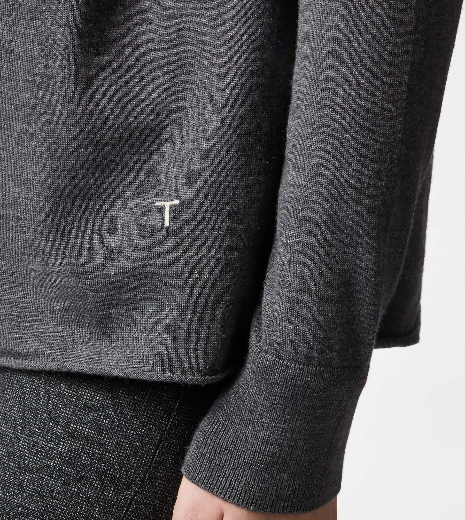 DOUBLE COLLAR SILK BLEND CARDIGAN - GREY - 6