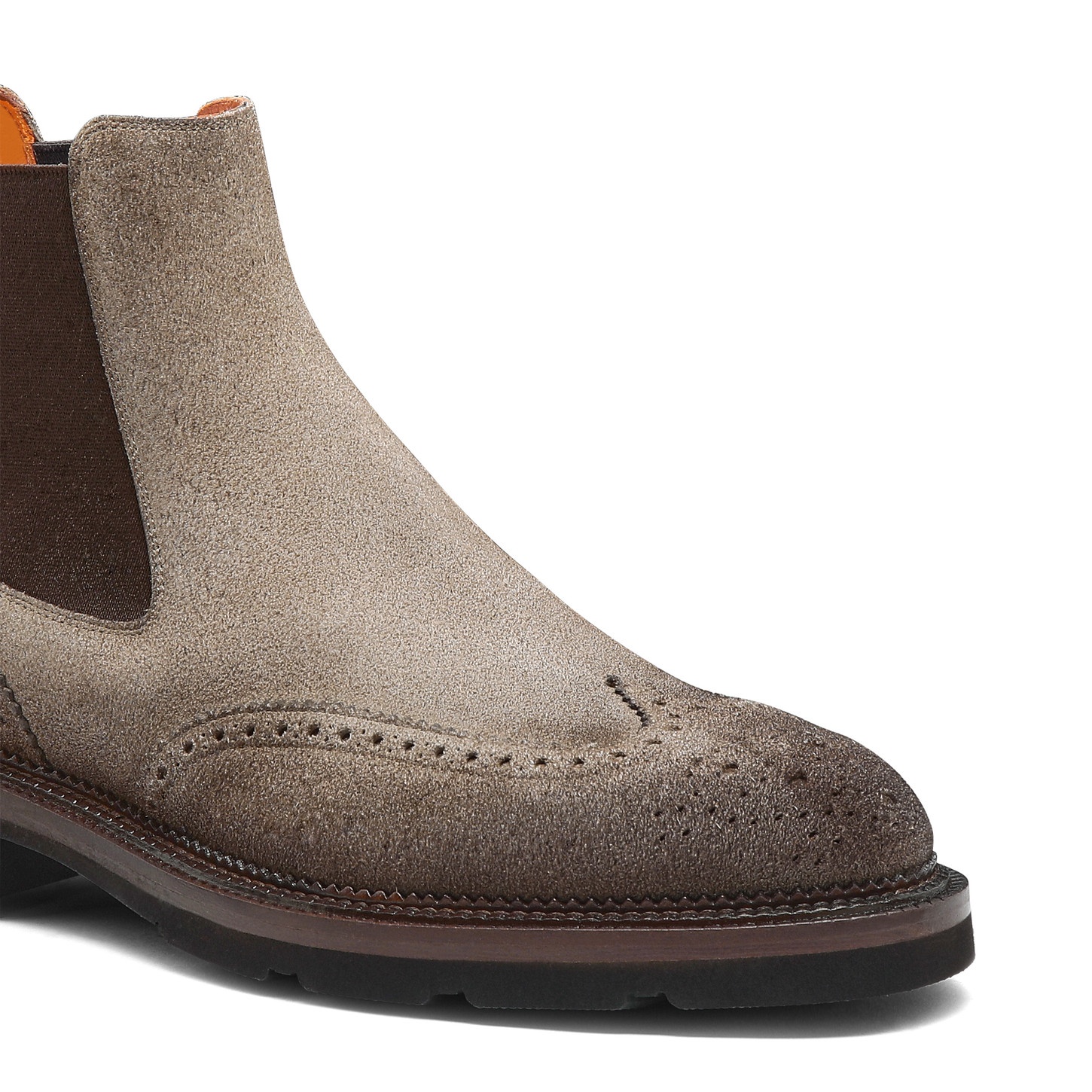 Men’s natural suede Chelsea brogue boot - 5