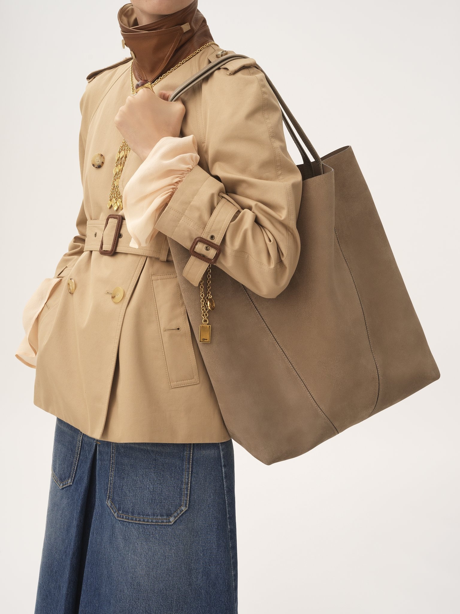 LARGE CHLOÉ SPIN TOTE BAG IN SUEDE LEATHER - 3