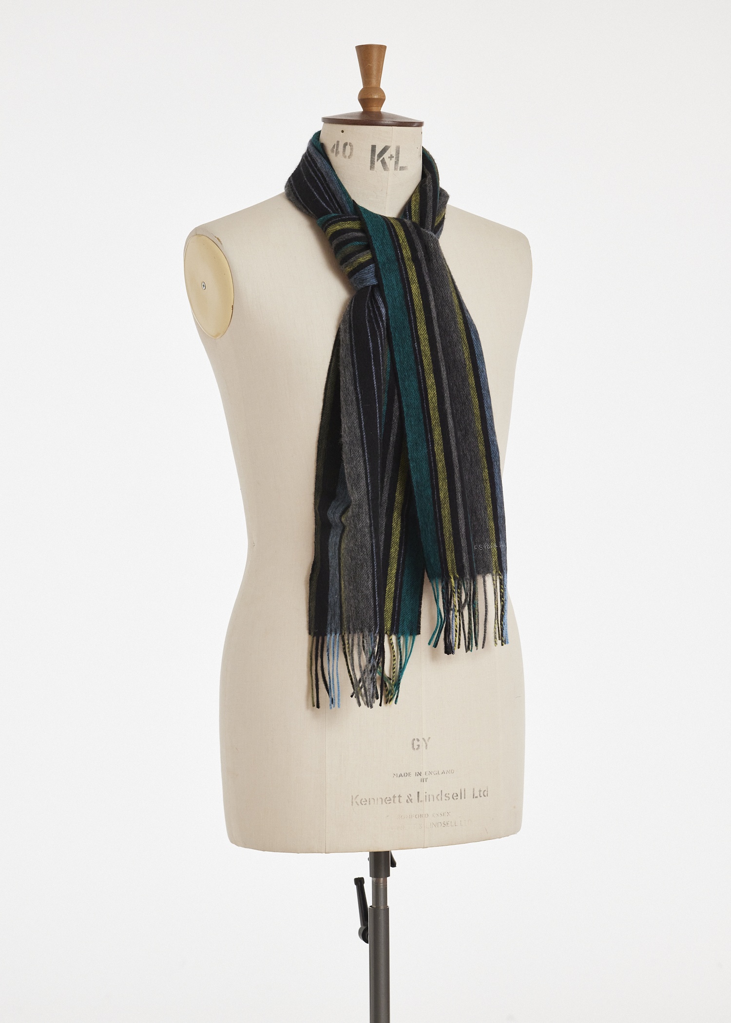 Black Wool Multi Colour Stripe Scarf - 2