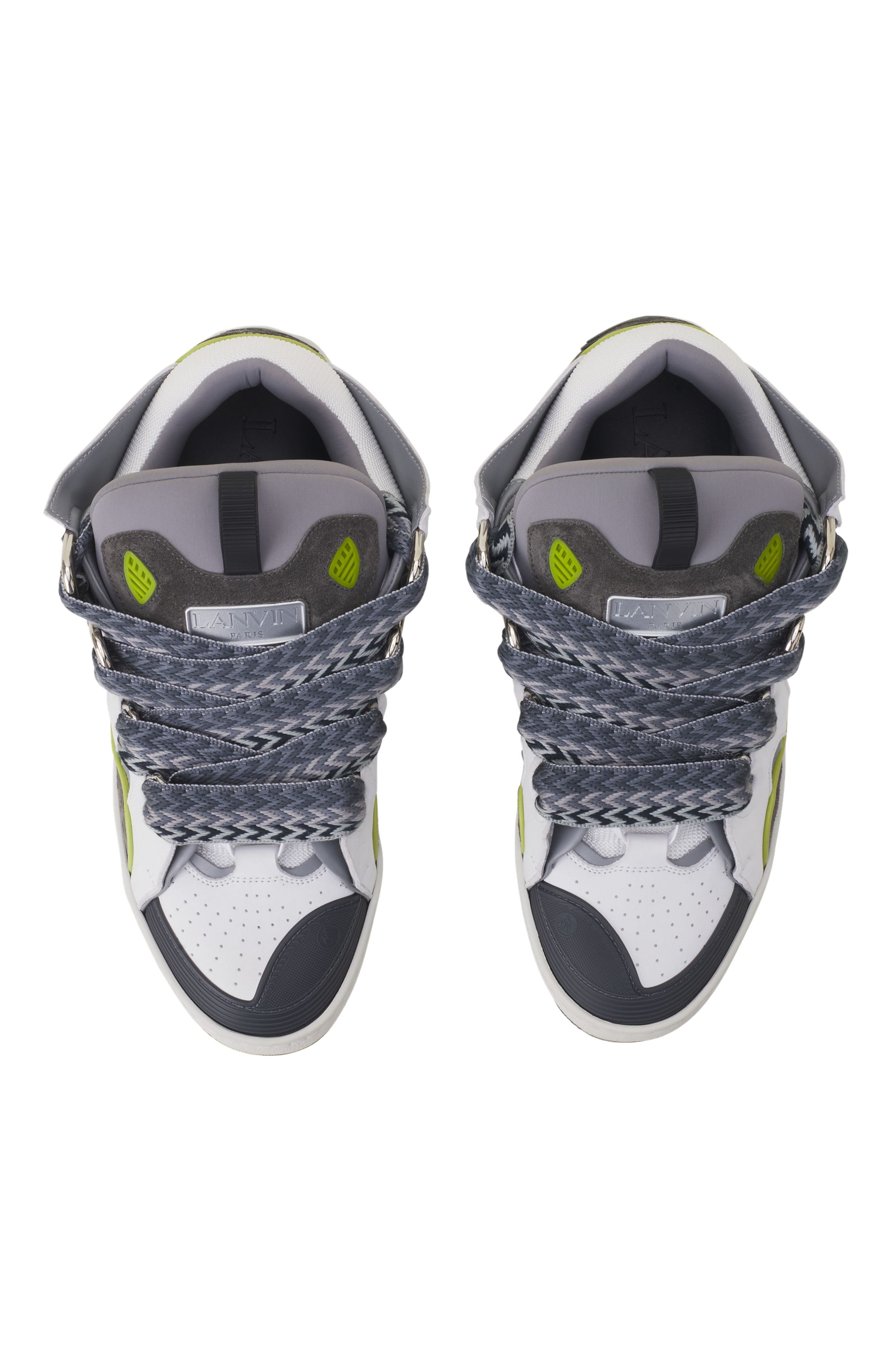 Lanvin Curb Leather Sneakers in White/grey at Nordstrom - 4