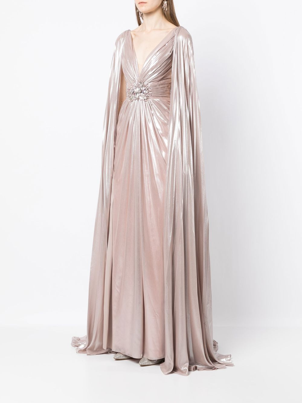 Celia cape-sleeved gown - 3