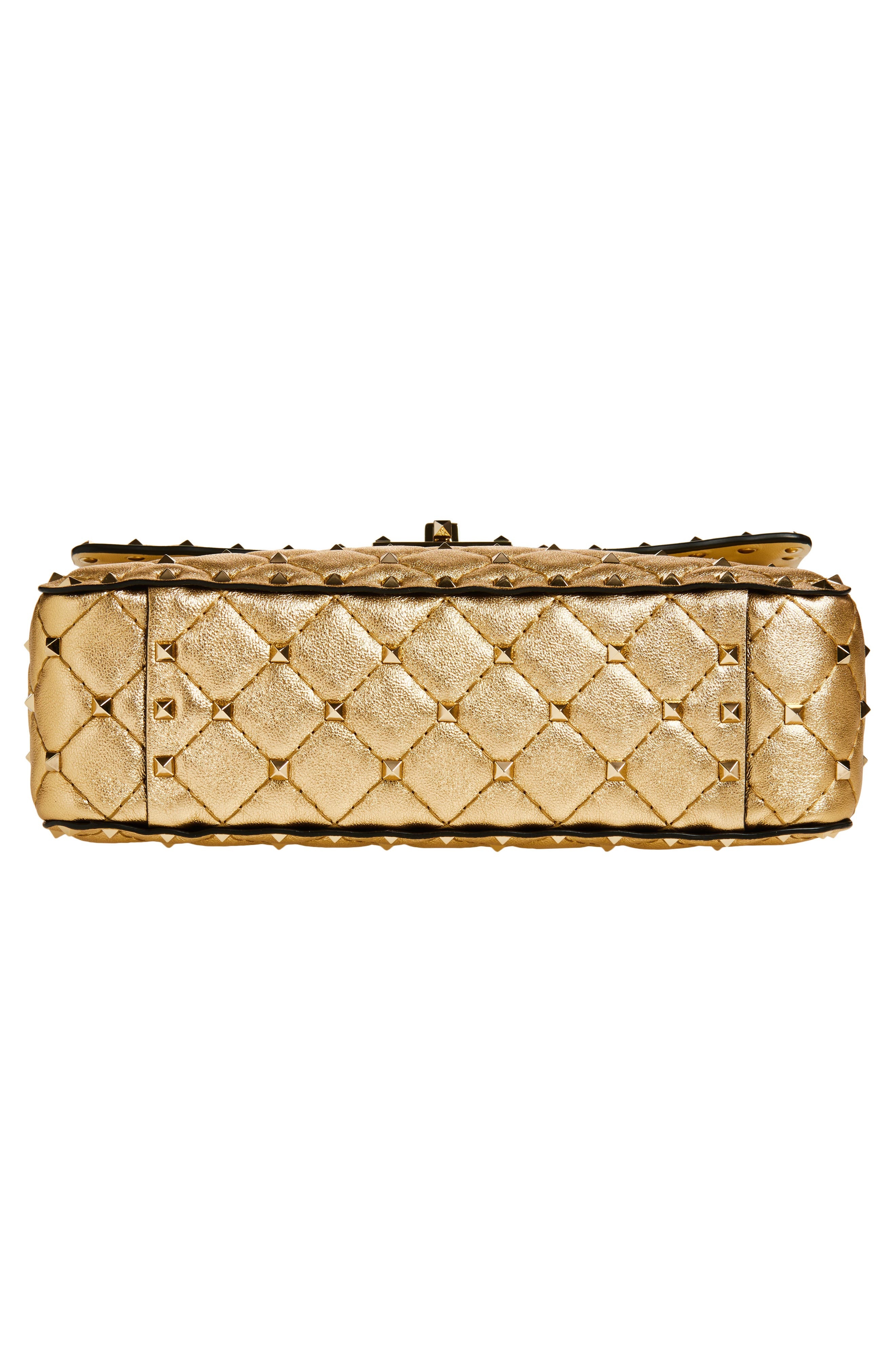 Valentino Garavani Medium Rockstud Spike Quilted Metallic Leather Shoulder Bag in Metallic Mekong at - 7