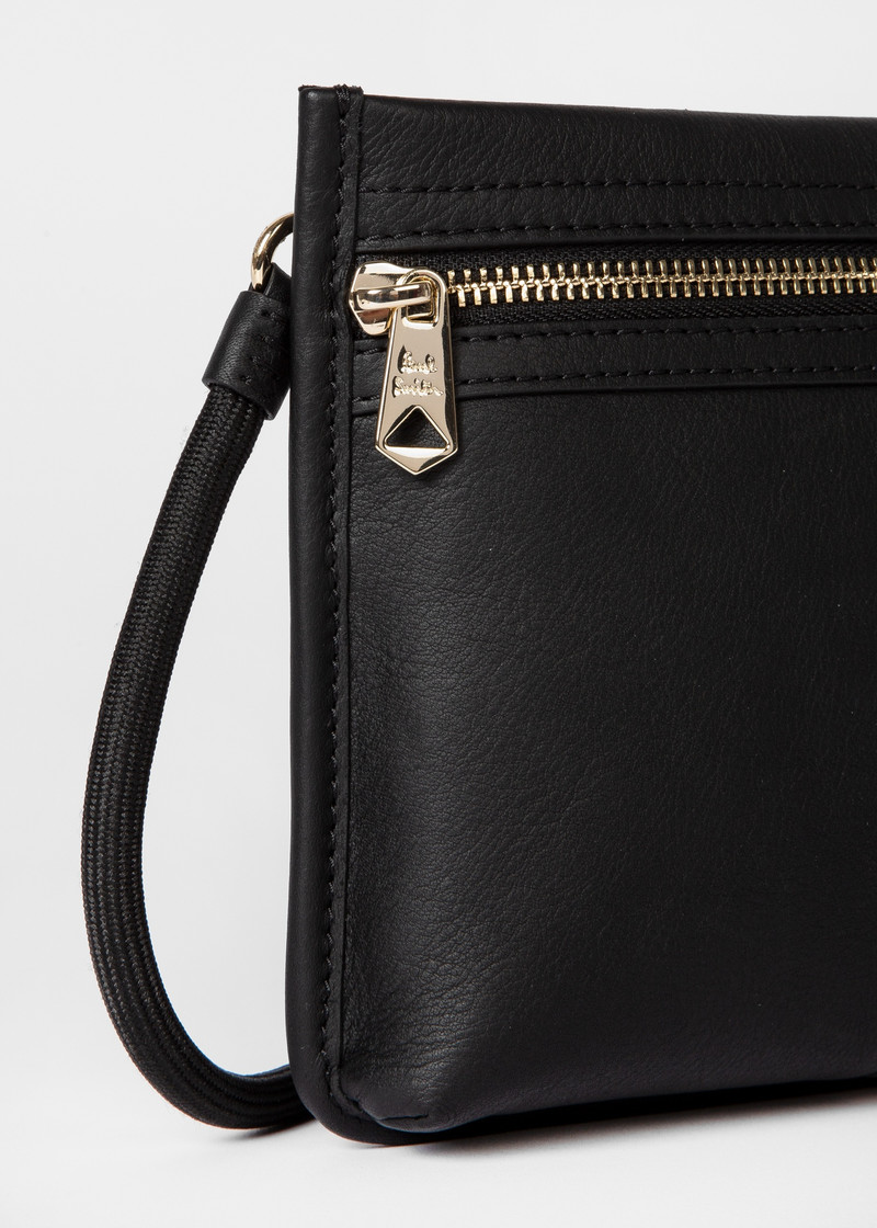 Black Leather 'Signature Stripe' Musette Bag 3