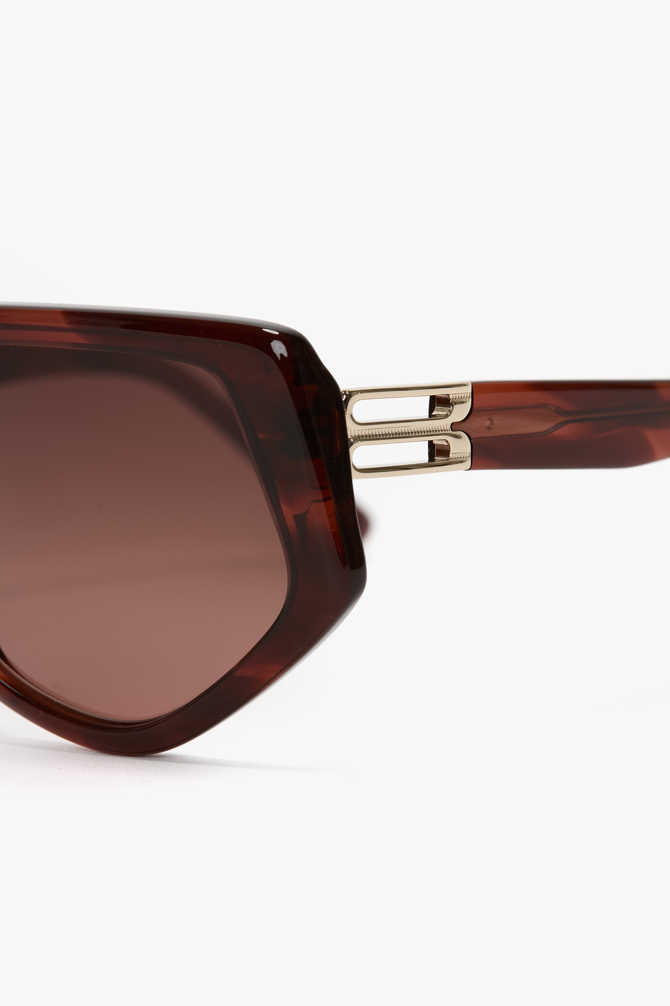 Double Bridge B Frame Logo Sunglasses In Striped Red - 4