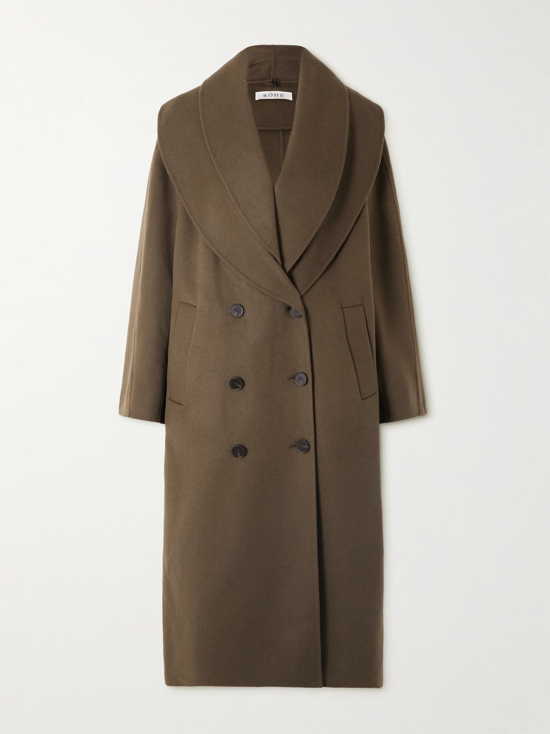 Double-breasted Scarf-detailed Layered Wool Coat 1