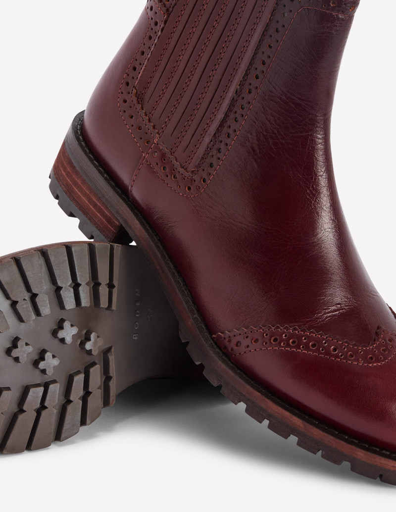 Brogue Detail Chelsea Boots-Oxblood 5