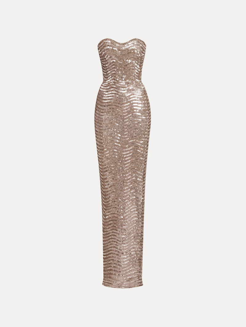 Strapless Wave 자수 Tulle Gown 1