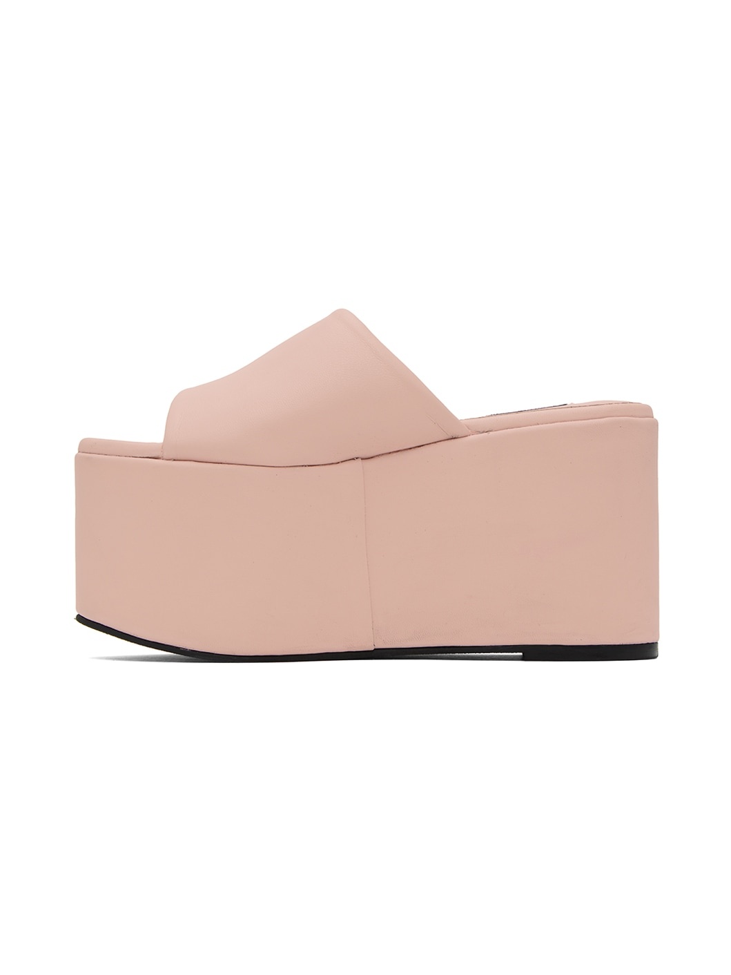 Pink Faux-Leather Blackout Platform Sandals - 3
