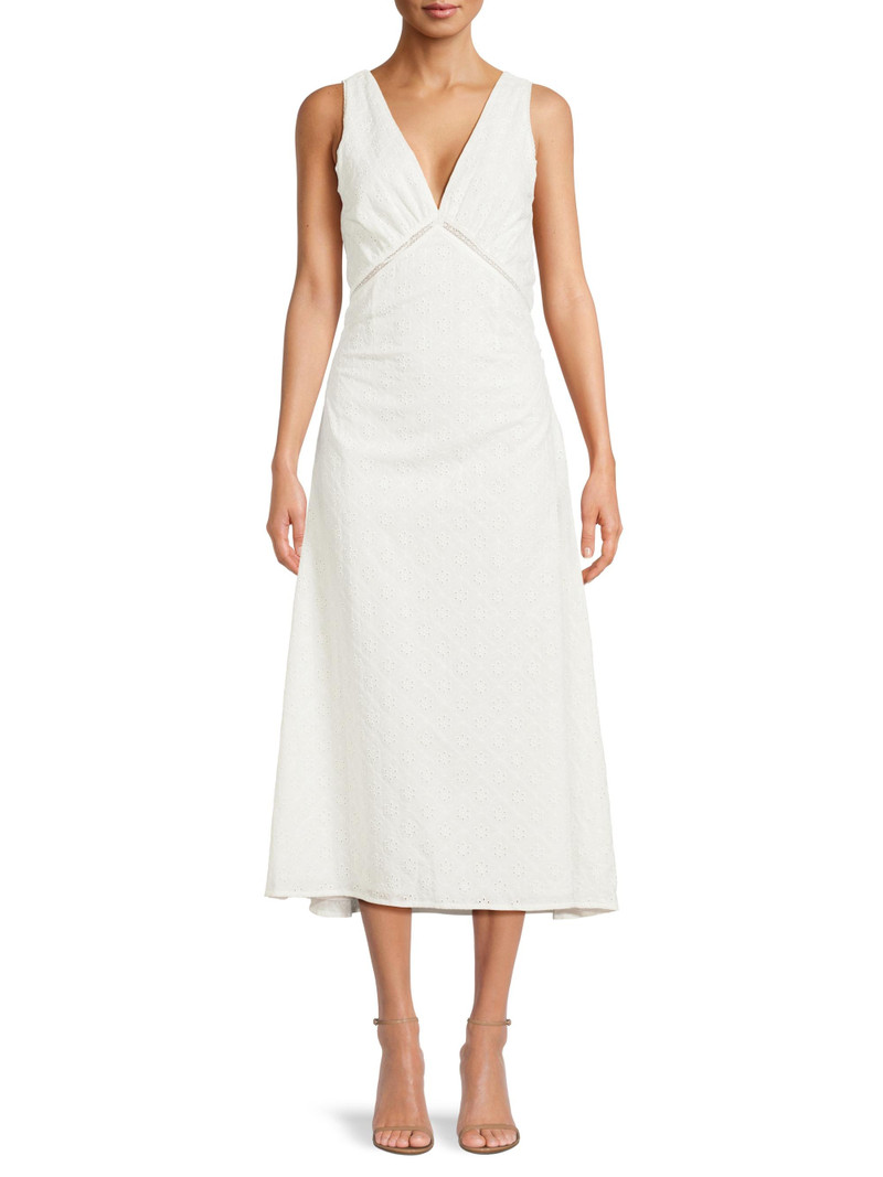 Women's Maya Floral Eyelet Cotton-Blend Midi-Dress - Valentina Broderie White 3