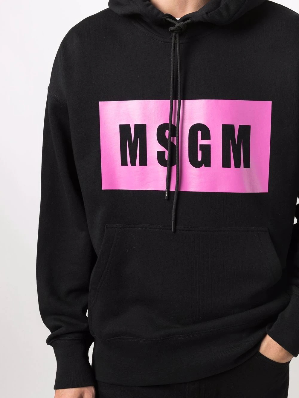 box logo-print cotton hoodie - 5