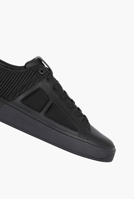 Black calfskin and neoprene B-Court sneakers - 5