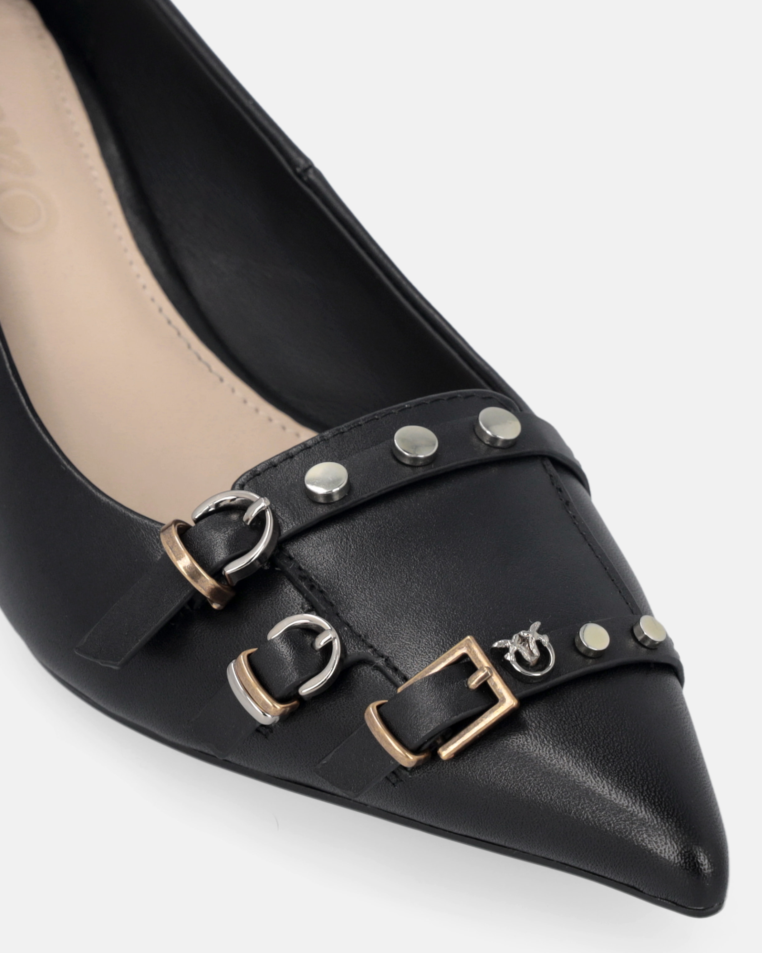 LOW LEATHER PUMPS WITH STRAPS AND STUDS - 4