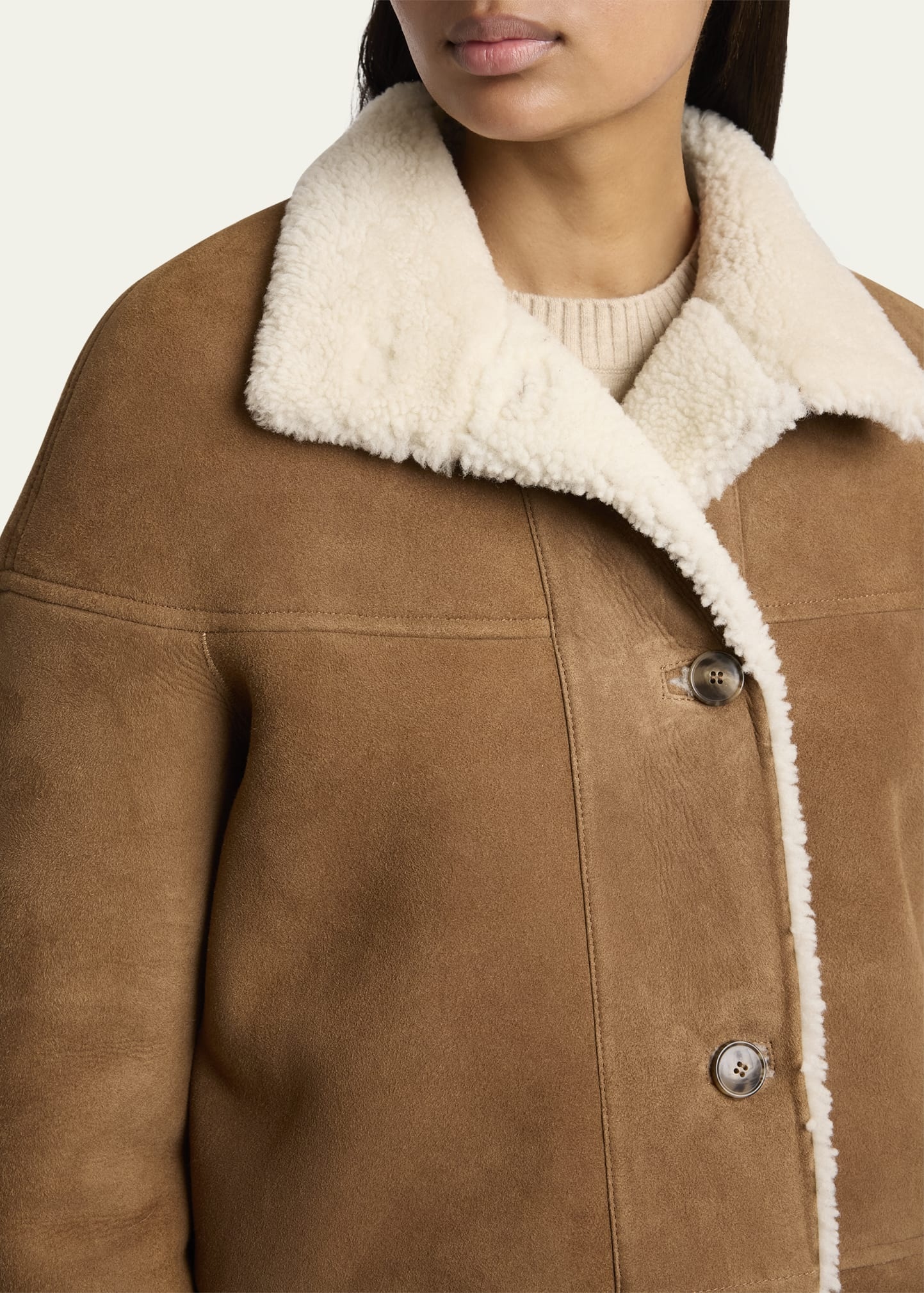 Paneled Shearling Coat - 5