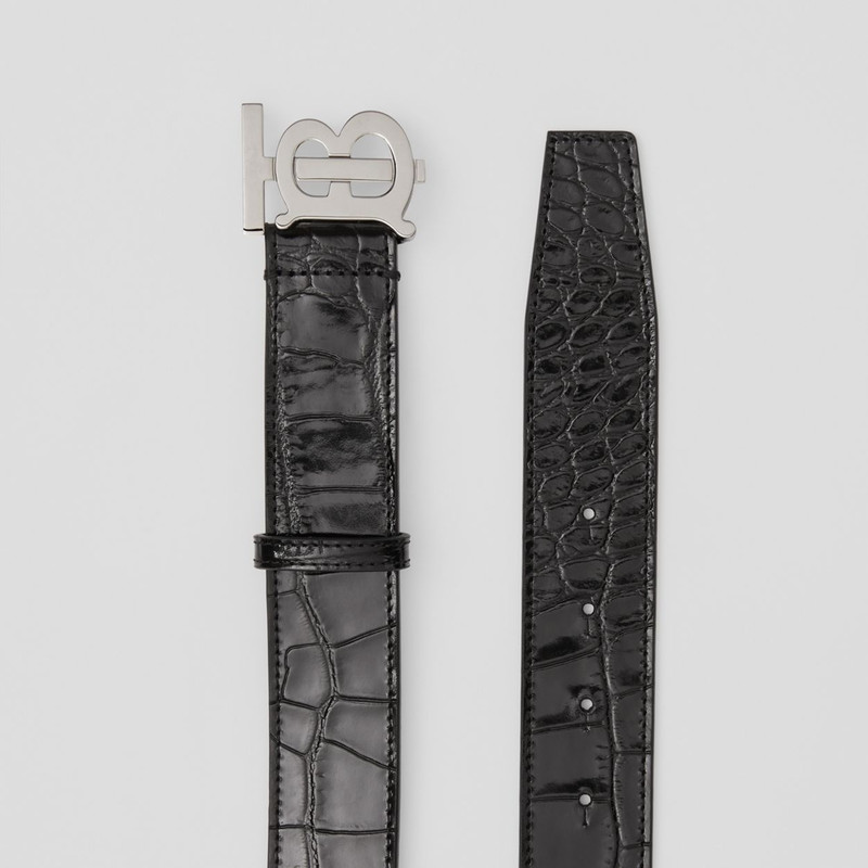 Monogram Motif Embossed Leather Belt 6