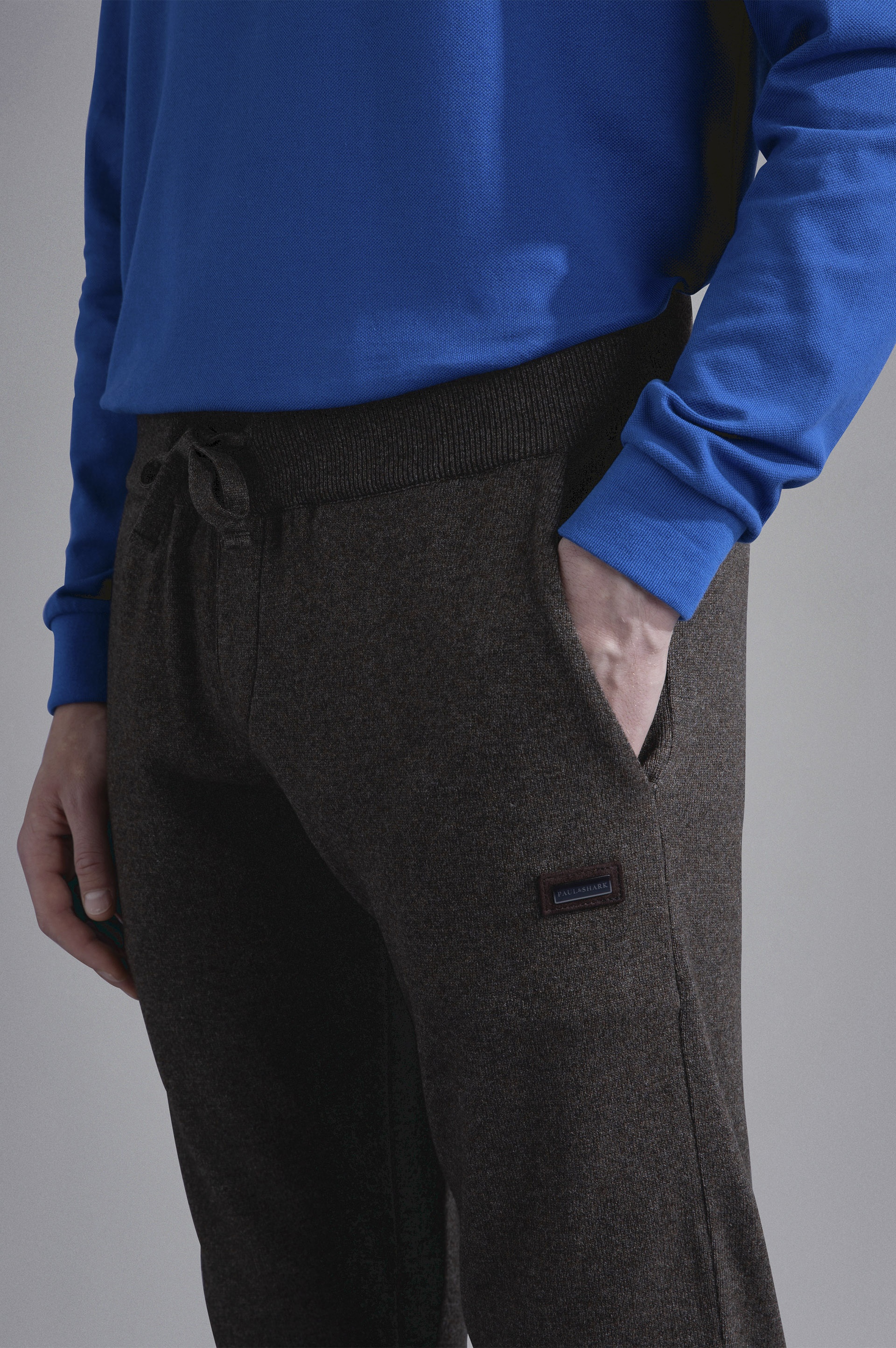 WOOL TRACKPANTS WITH LEATHER DETAILS - 4