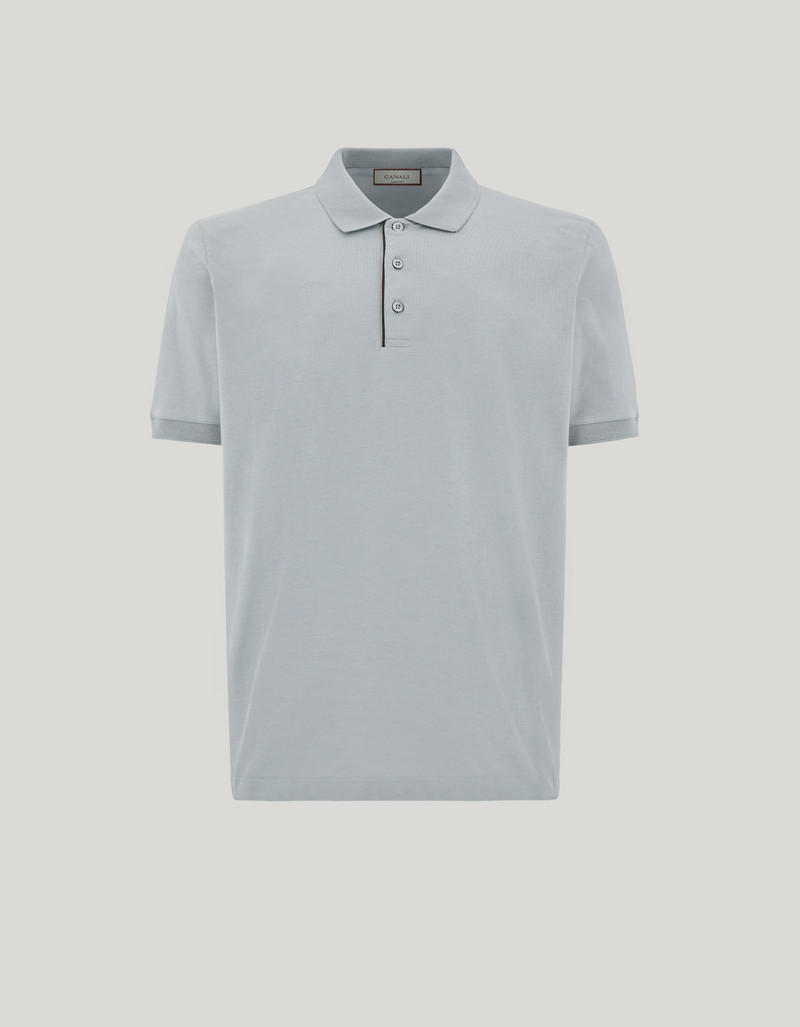 BRIANZA GREEN COTTON POLO SHIRT WITH CONTRASTING PIPING ON THE BUTTON PLACKET 1