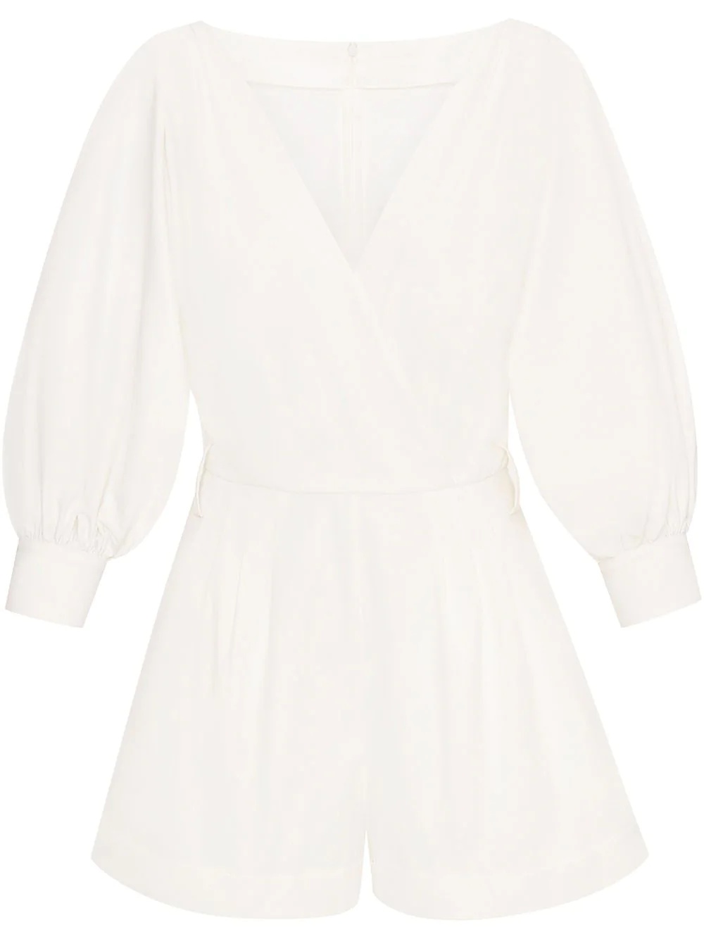 puff-sleeve belted playsuit - 1