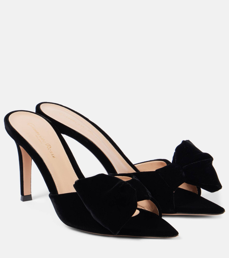85 bow-detail velvet mules - 1
