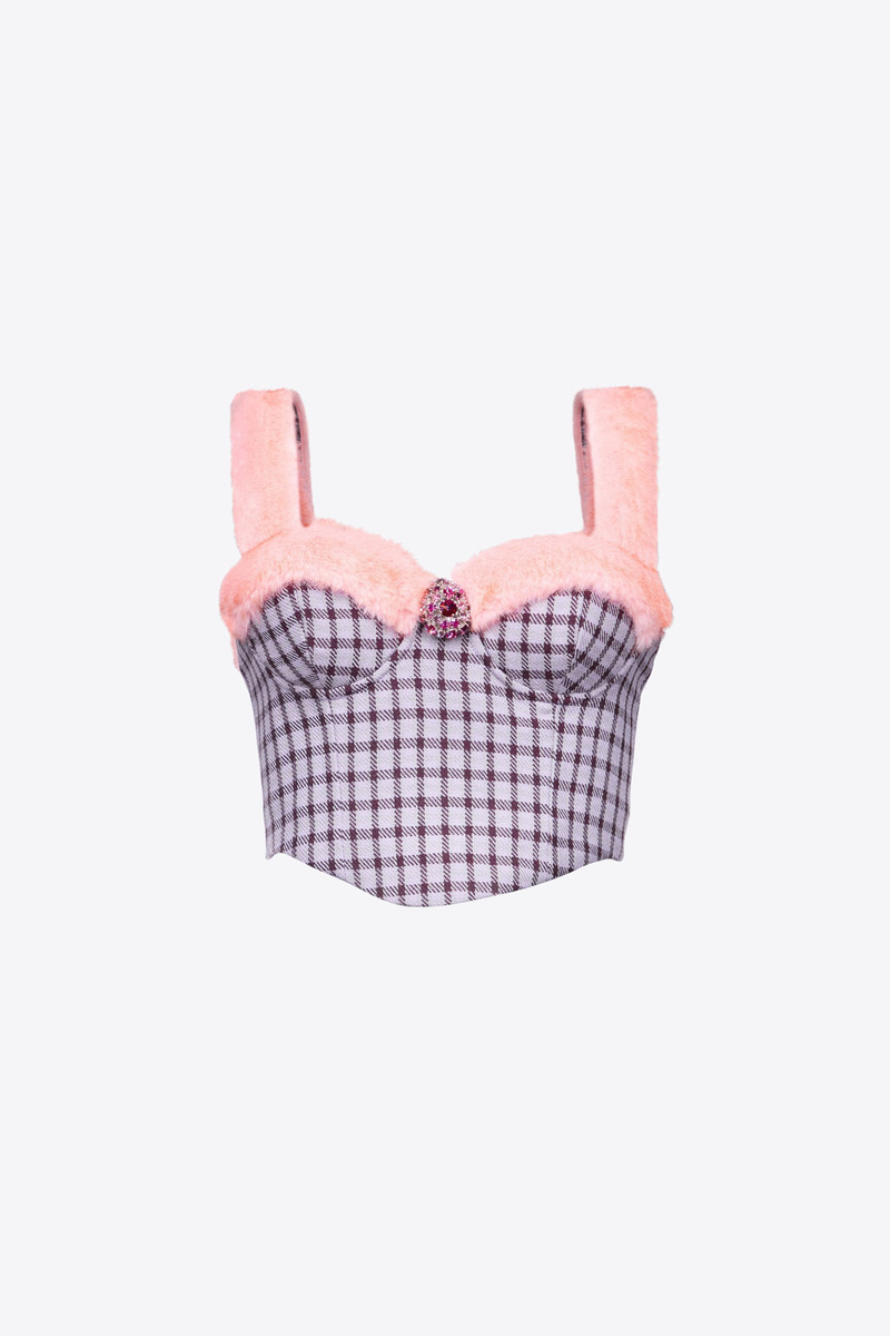 FAUX FUR TRIM BUSTIER - 1