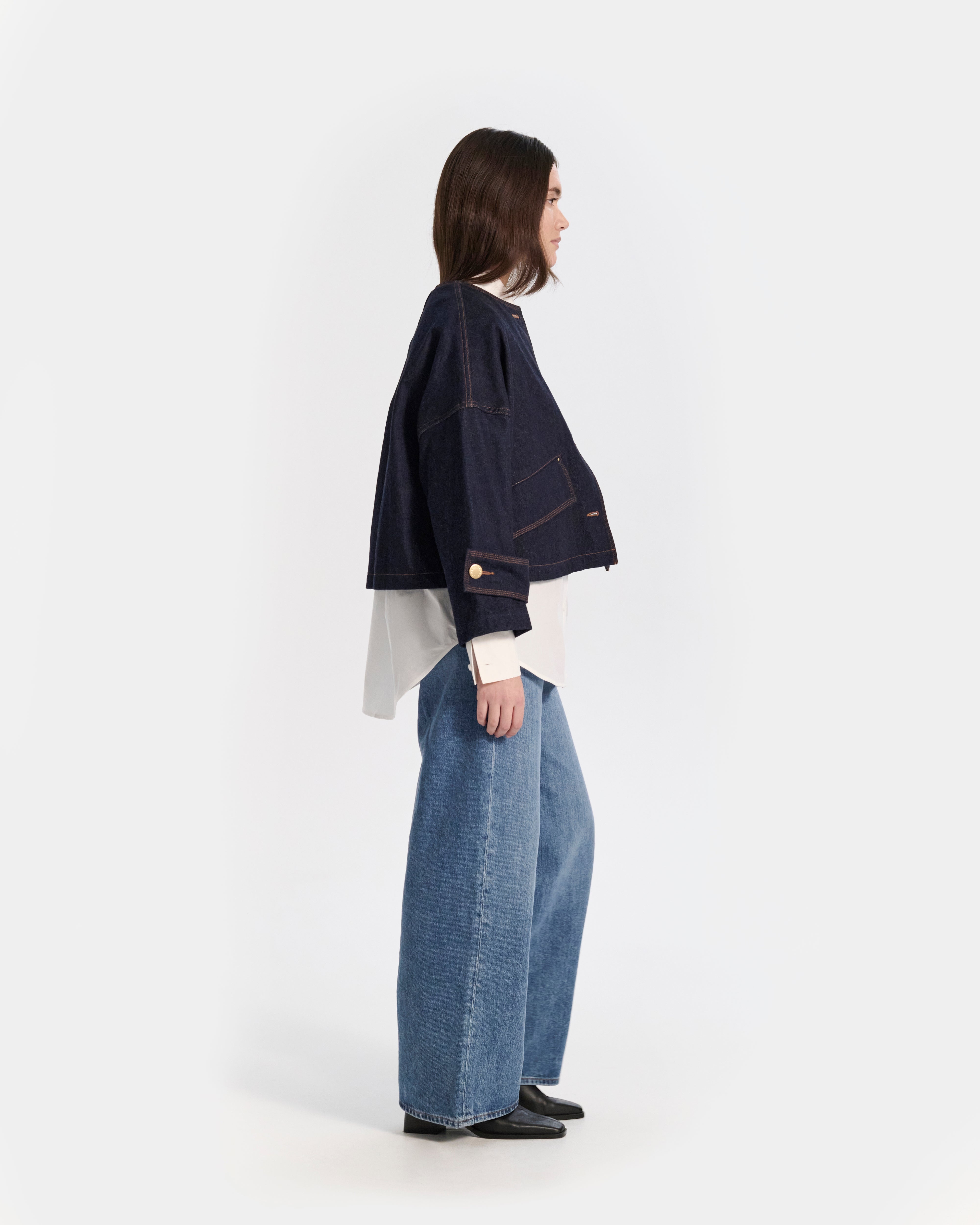 Humbie Collarless Denim Jacket - 4