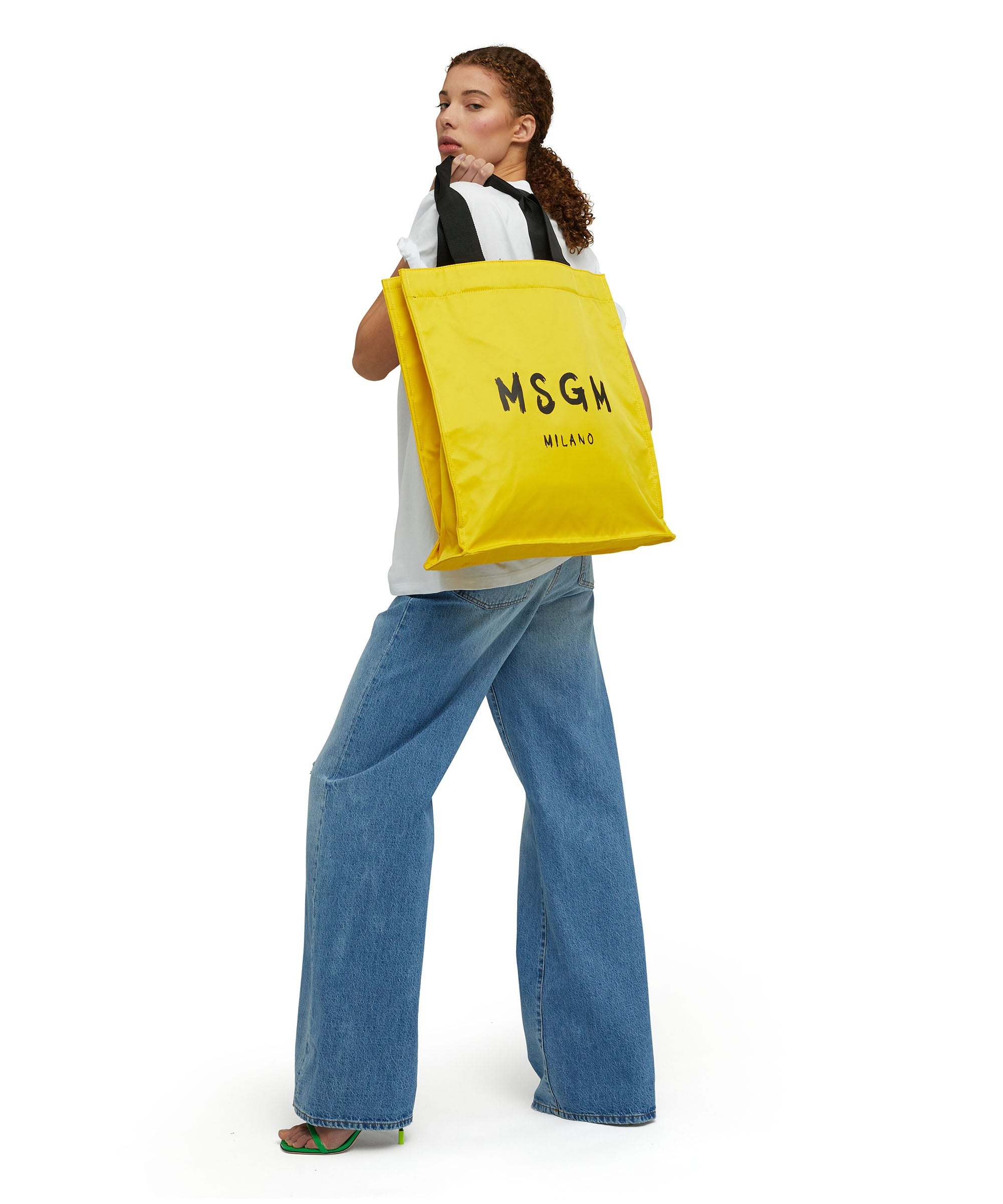 MSGM signature nylon tote bag with brush stroke logo - 5