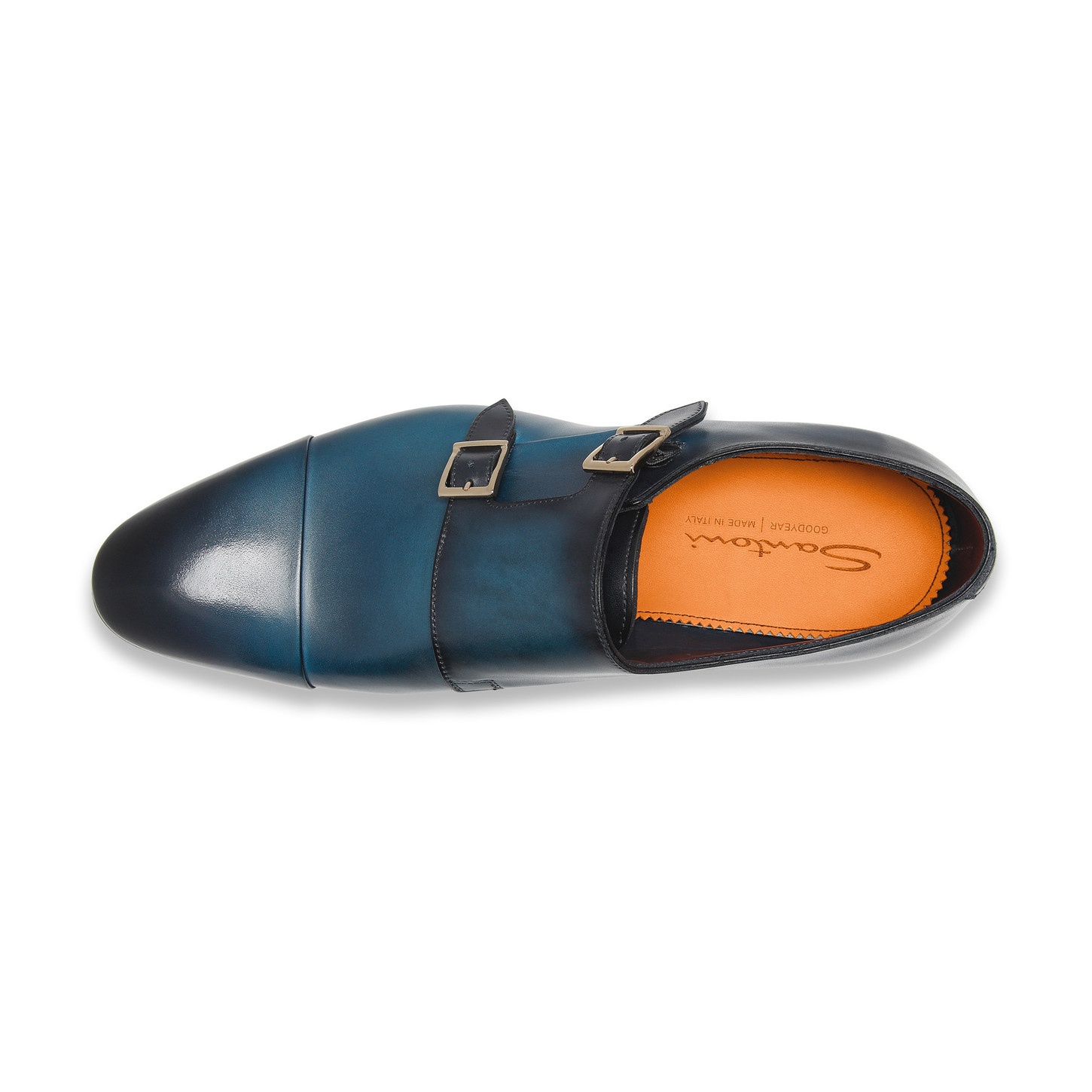 Men's blue leather double-buckle shoe - 5