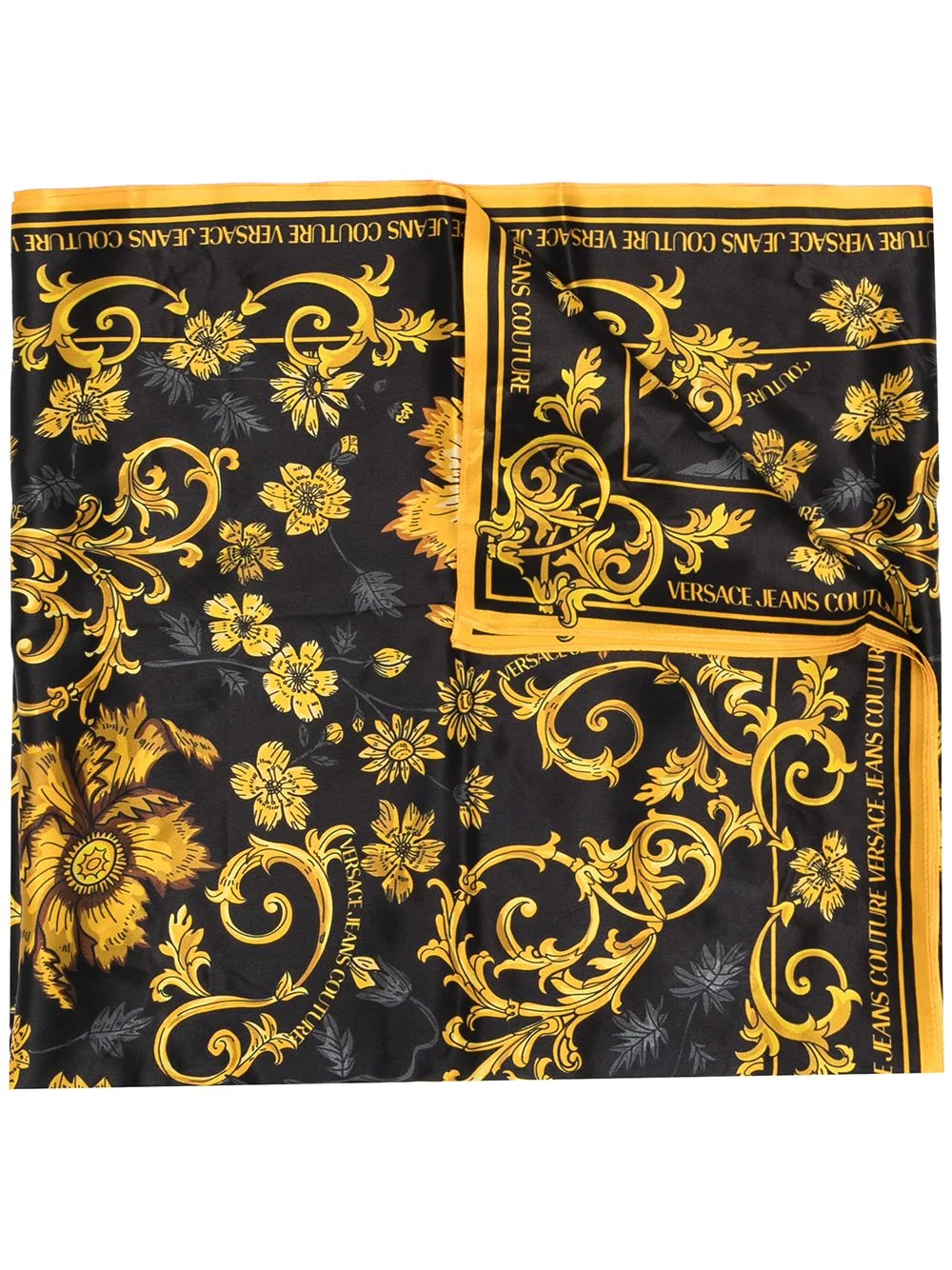 baroque-print silk scarf - 1