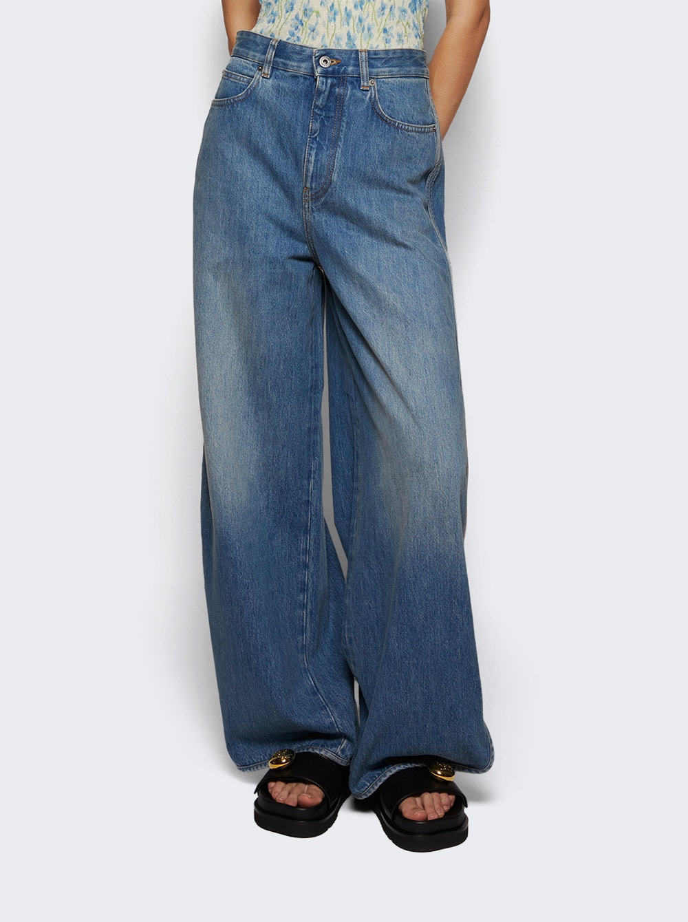 Piping Detail Jeans Blue - 2