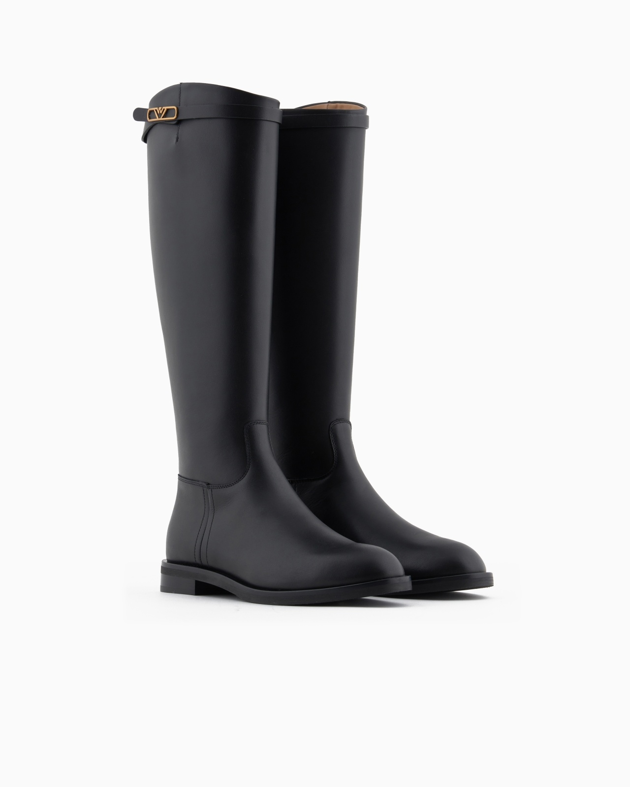LEATHER BOOTS WITH STRAP AND EAGLE PLATE - 2