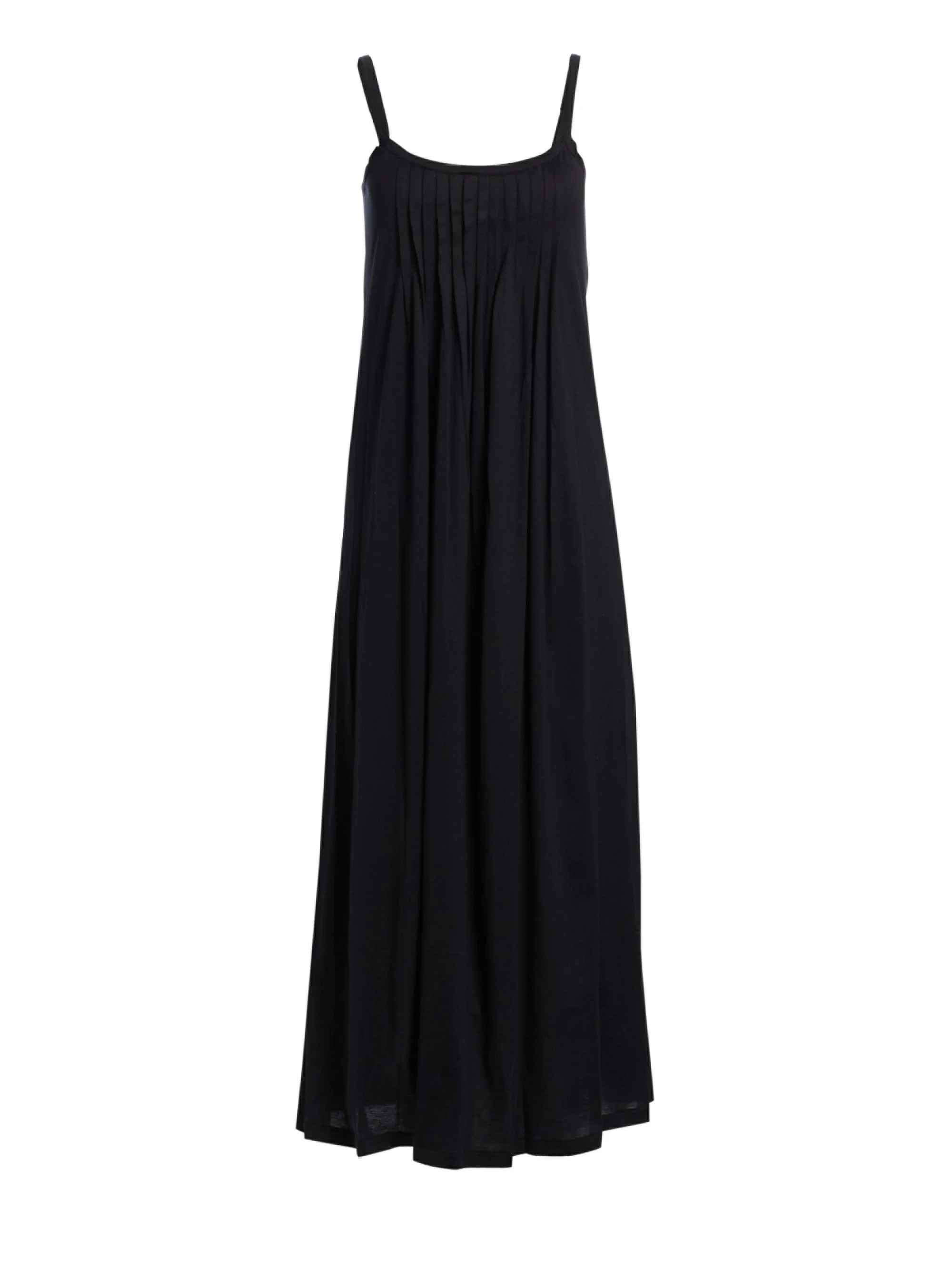Women's Juliet Pleated Cotton Long Chemise - Black - 1