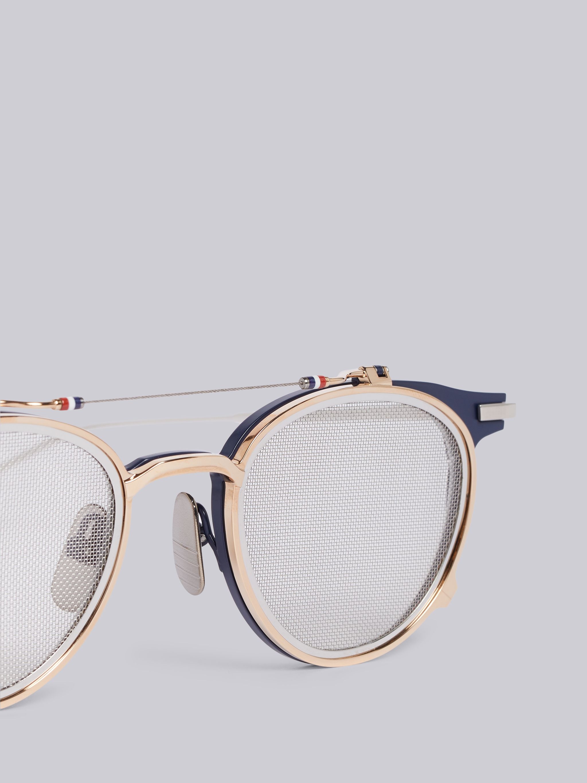 TB814 - Matte Navy and WhIte Gold Clubmaster Sunglasses - 2