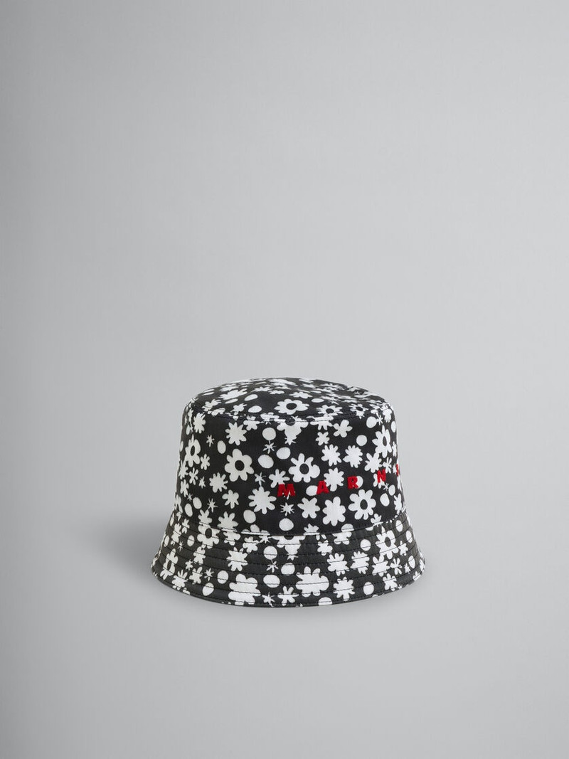 COTTON BUCKET HAT WITH BLACK AND WHITE POP FIELDS MOTIF - 1