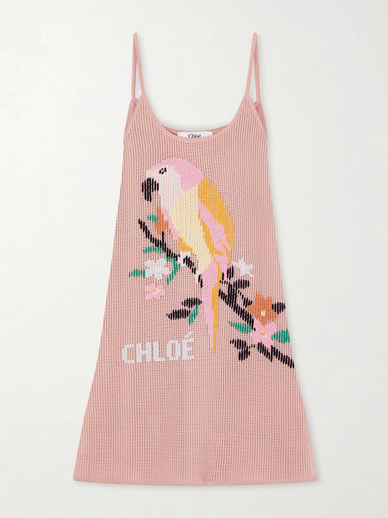 Embroidered Crocheted Cotton Mini Dress - 1