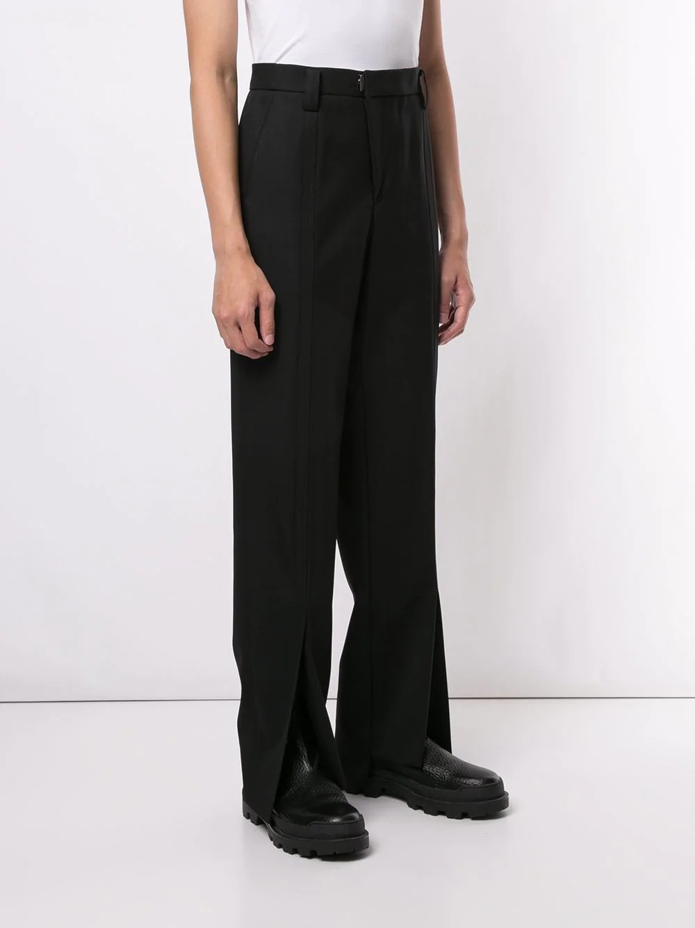 split-hem straight leg trousers - 3