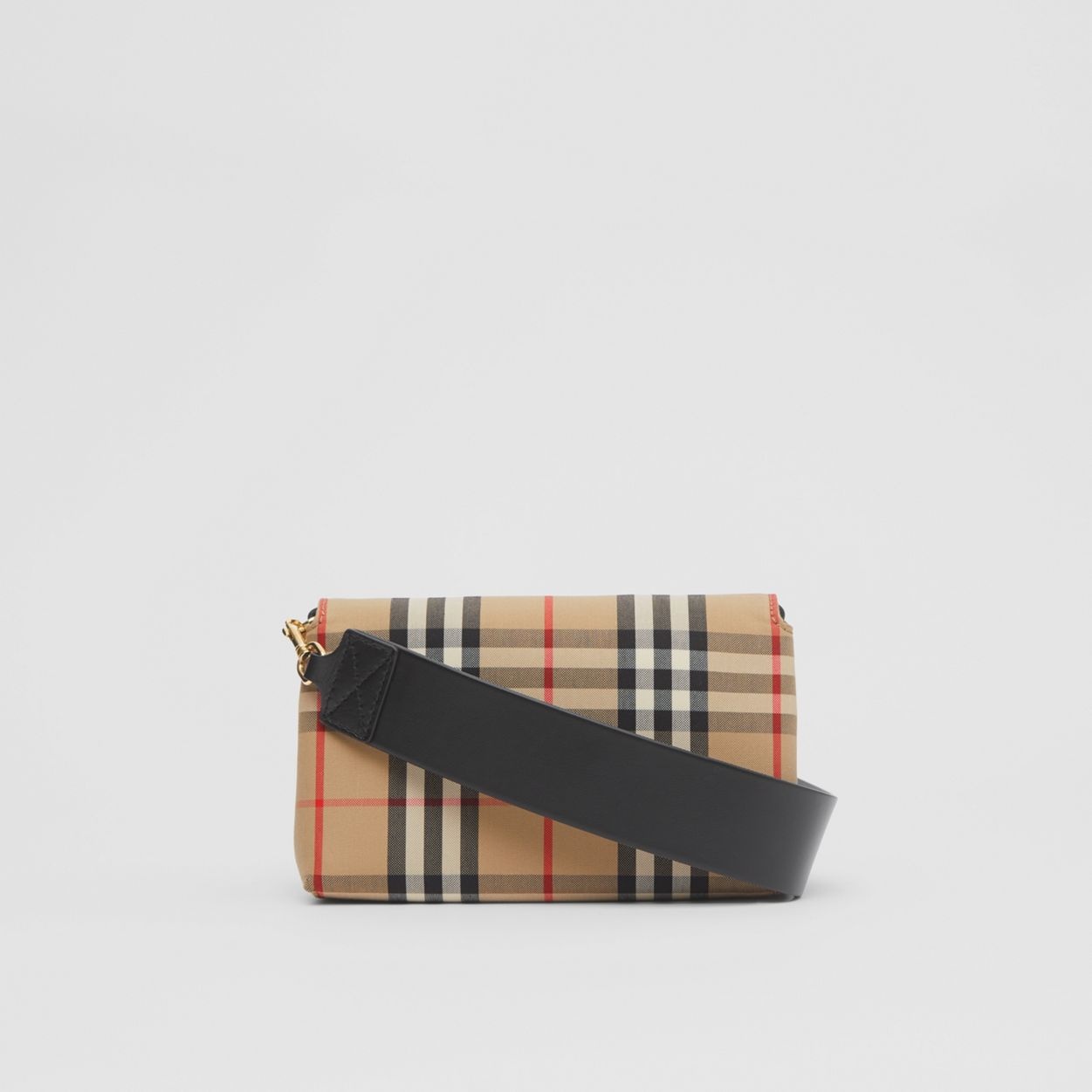 Small Vintage Check and Leather Crossbody Bag - 8