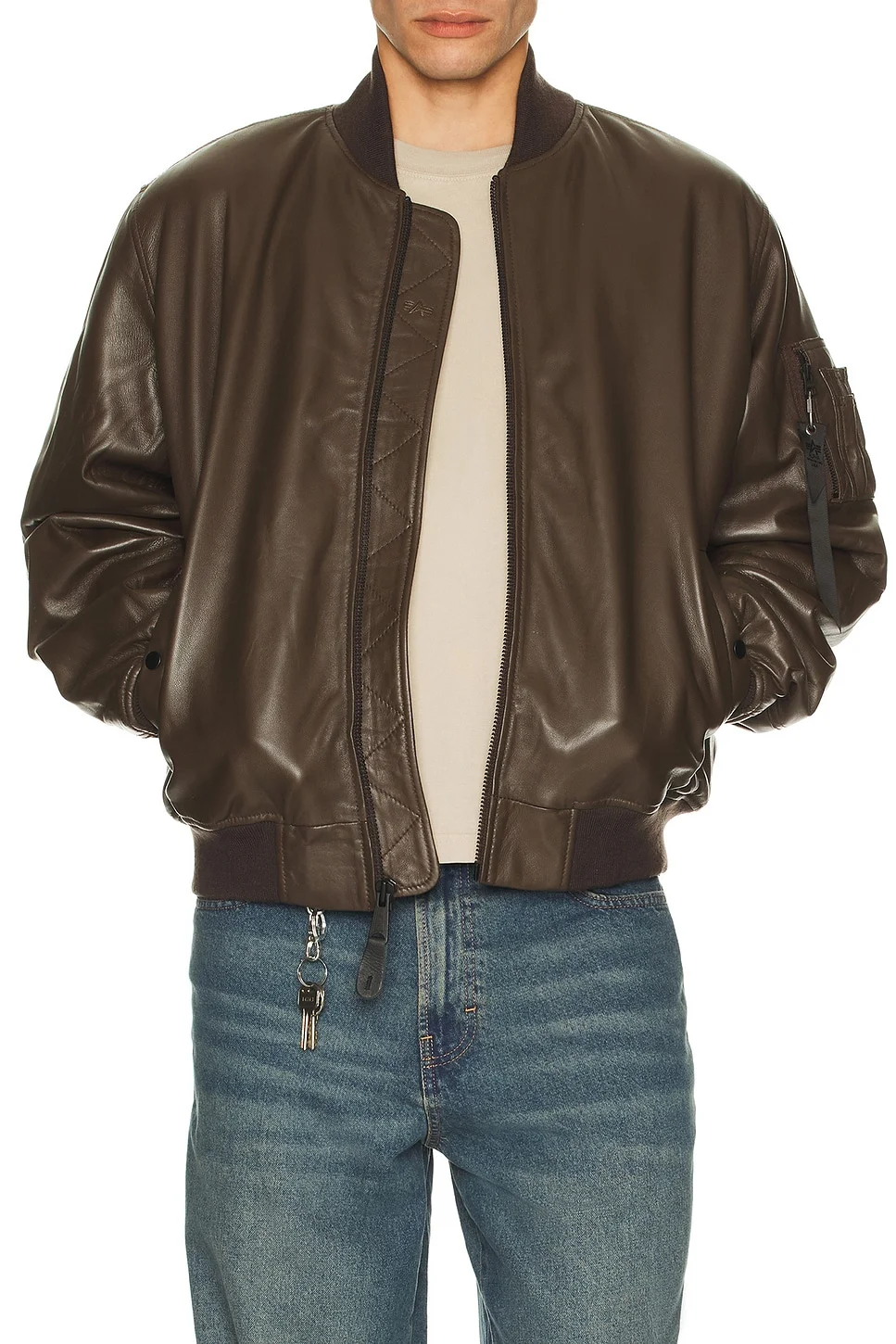 Leather MA-1 Flight Jacket - 1